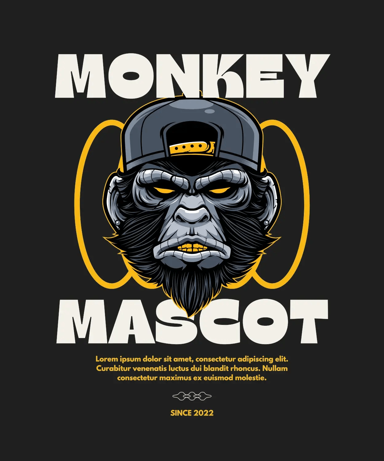 Monkey Mascot Apparel - DTF Ready to Press (black_bg)