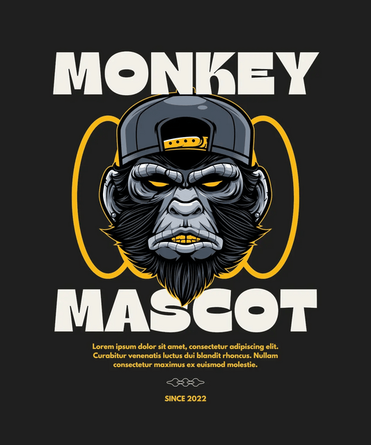 Monkey Mascot Apparel - DTF Ready to Press - Heat Press Transfer
