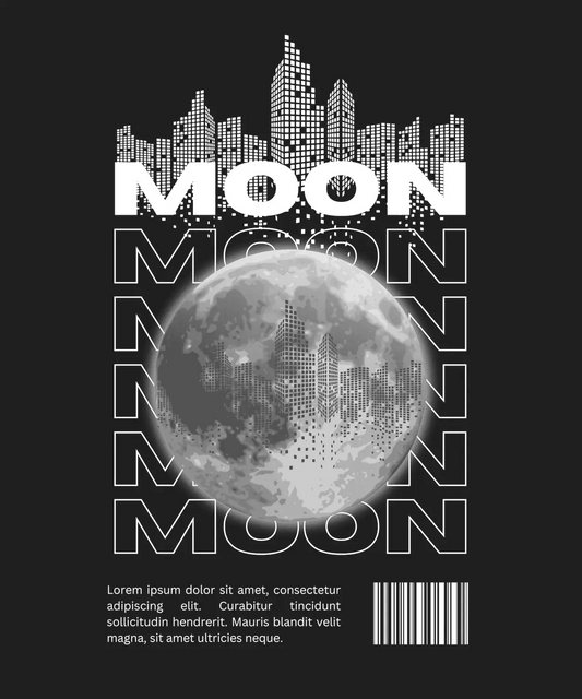 Moon Cityscape - DTF Ready to Press - Heat Press Transfer