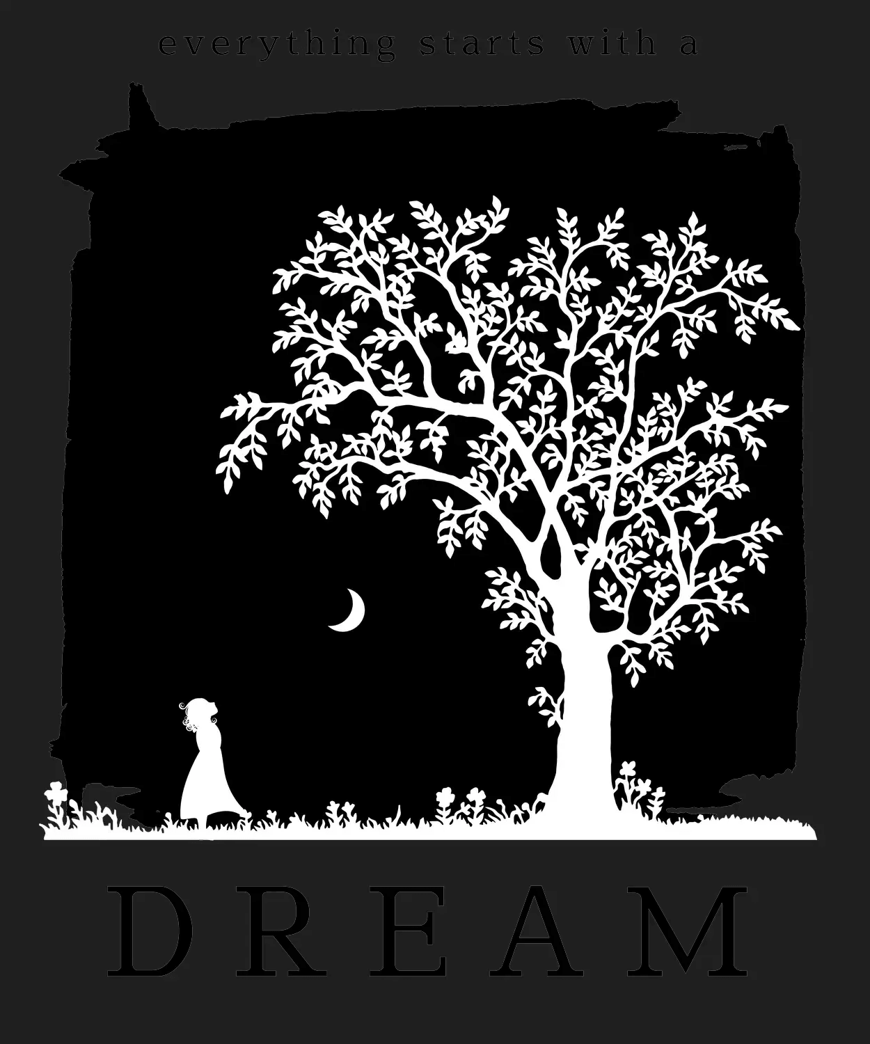 Moonlit Tree and Fox - DTF Ready to Press (black_bg)