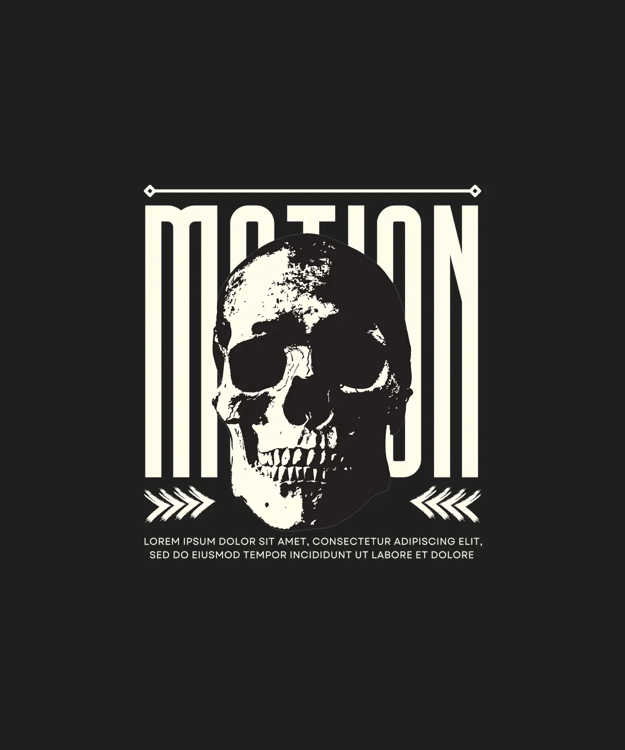 Motion Skull Graphic - DTF Ready to Press (black_bg)
