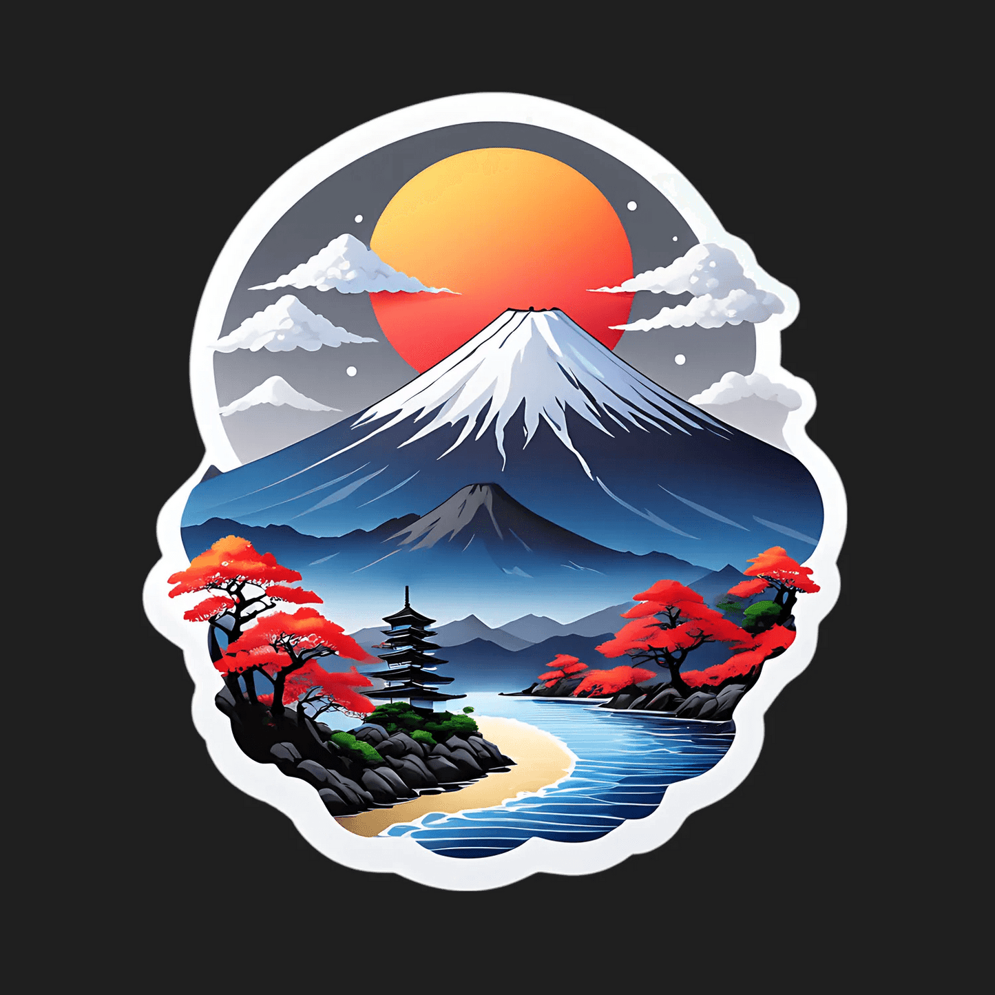 Mount Fuji Sunset - Scenic Sticker - Heat Press Transfer