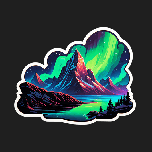 Mountain Aurora Sticker - Vibrant Nature Scene - Heat Press Transfer