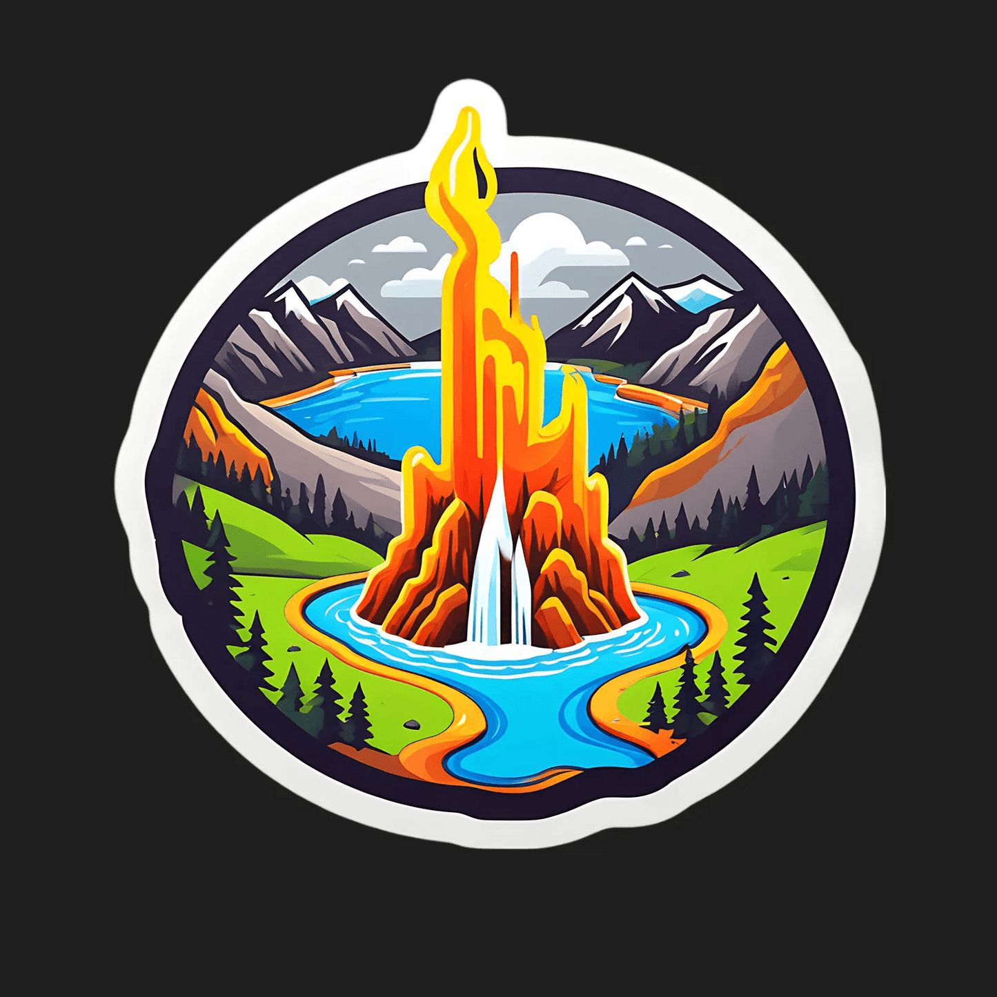 Mountain Fire Sticker - Outdoor Adventure - Heat Press Transfer