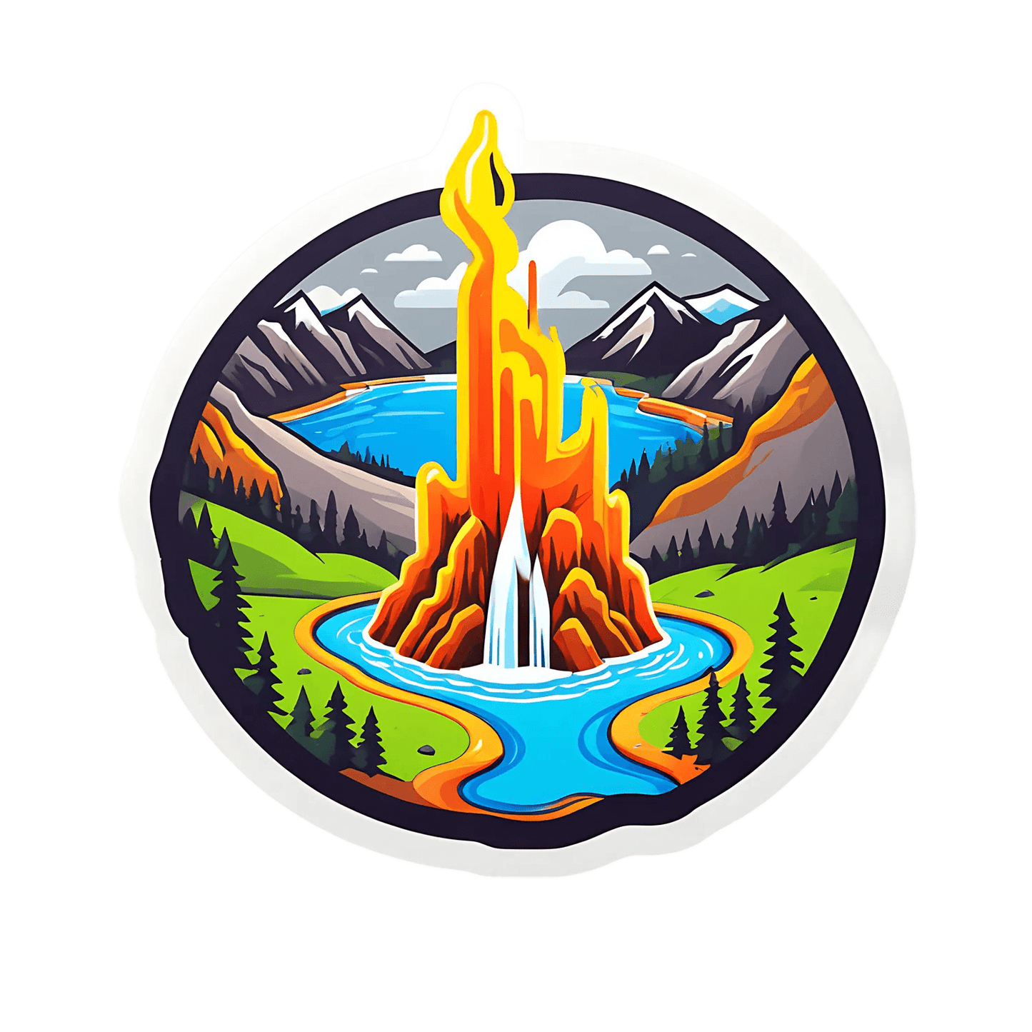 Mountain Fire Sticker - Outdoor Adventure - Heat Press Transfer