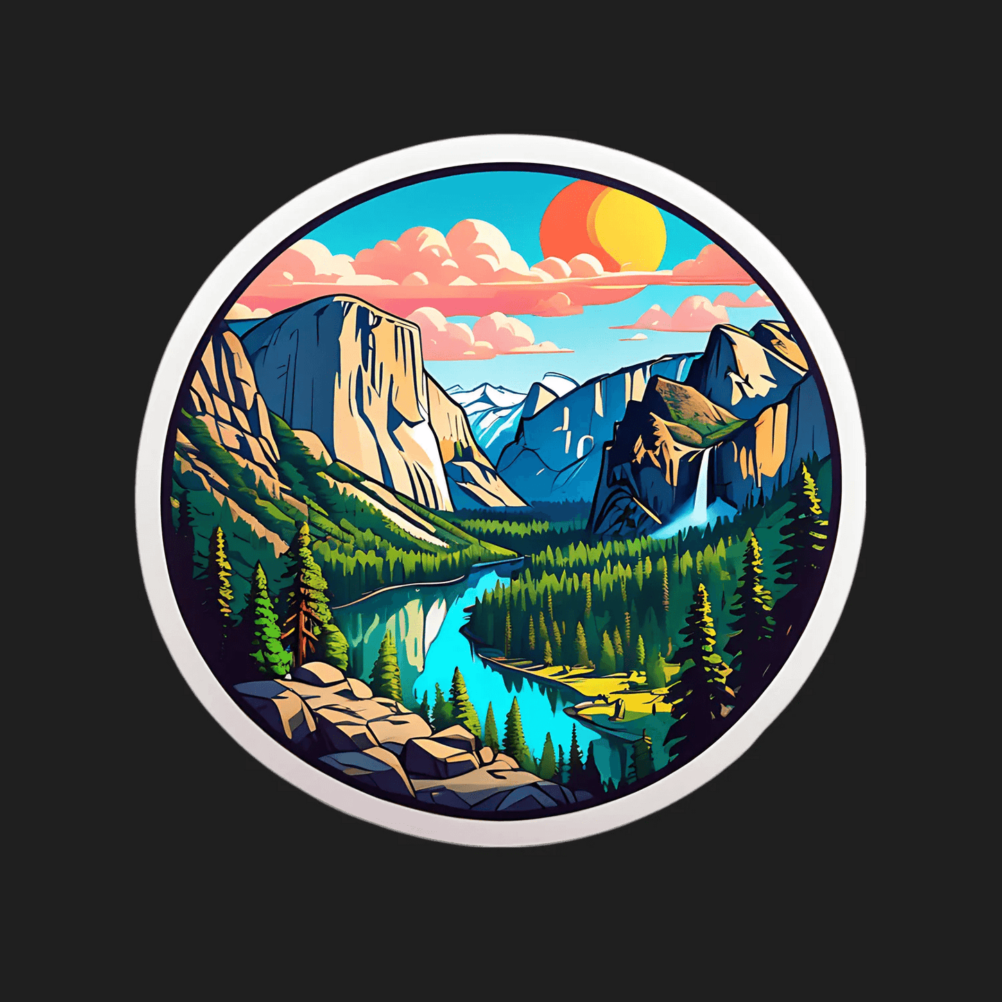 Mountain Lake View - UV DTF Sticker - Heat Press Transfer