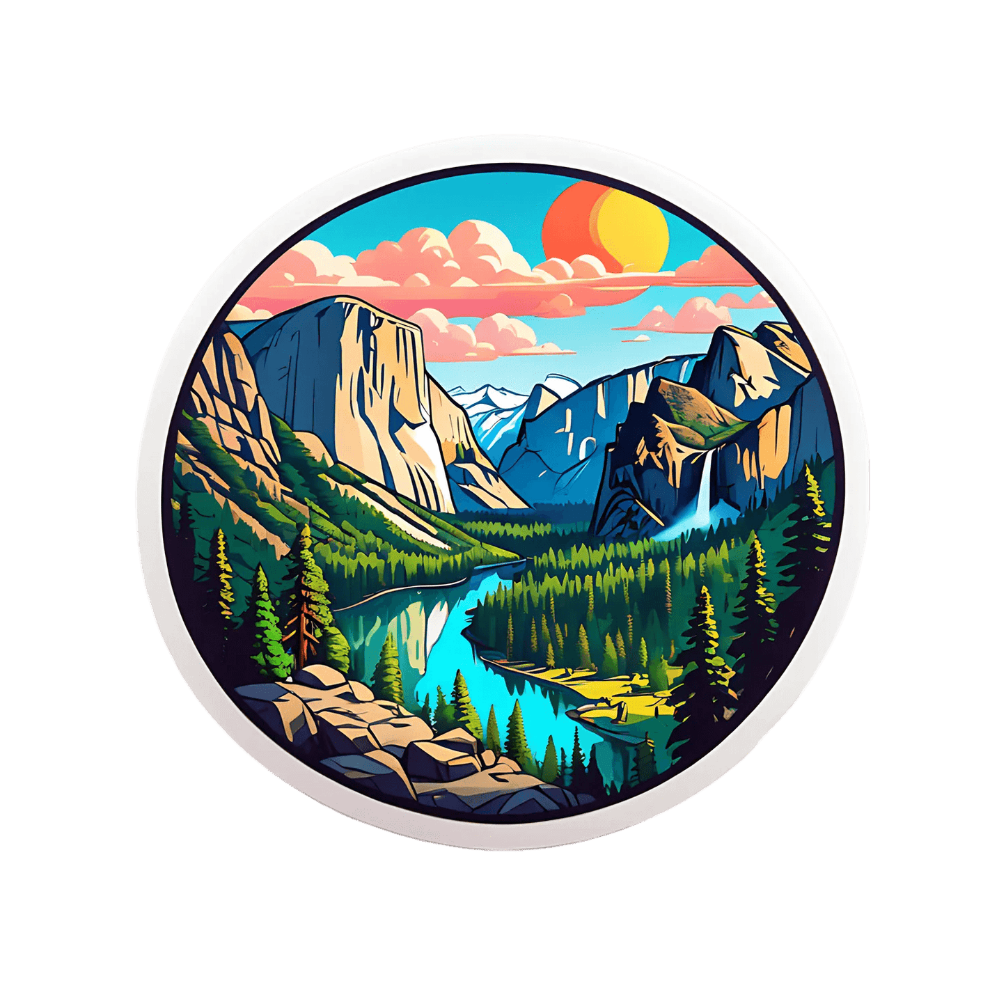Mountain Lake View - UV DTF Sticker - Heat Press Transfer