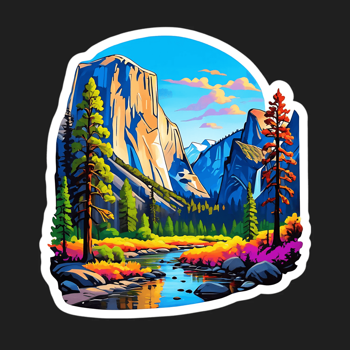 Mountain Landscape Sticker - Vibrant Nature Decal - Heat Press Transfer