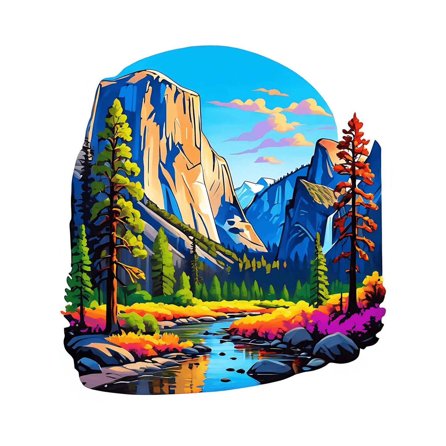 Mountain Landscape Sticker - Vibrant Nature Decal - Heat Press Transfer