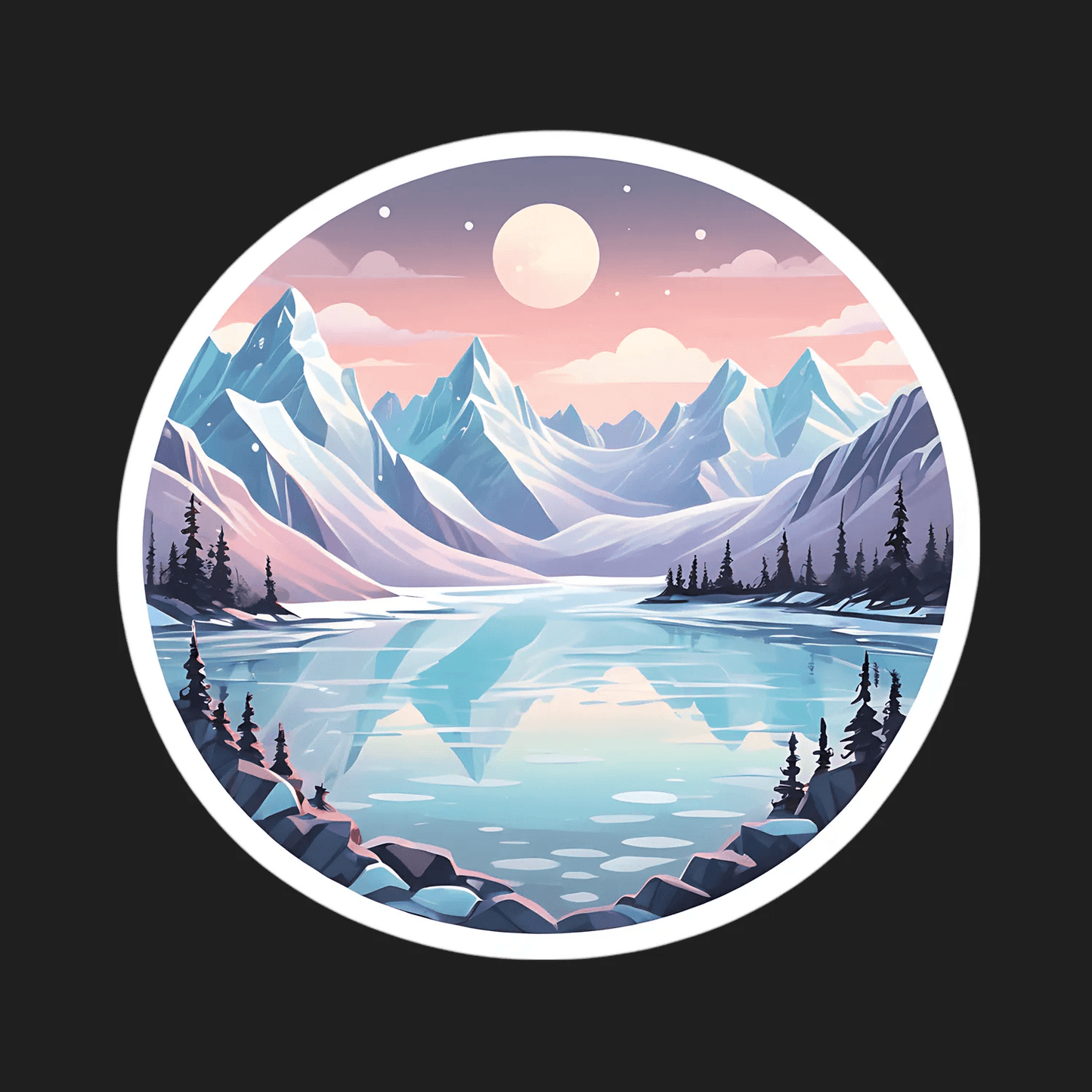 Mountain Moonlight - UV DTF Sticker - Heat Press Transfer