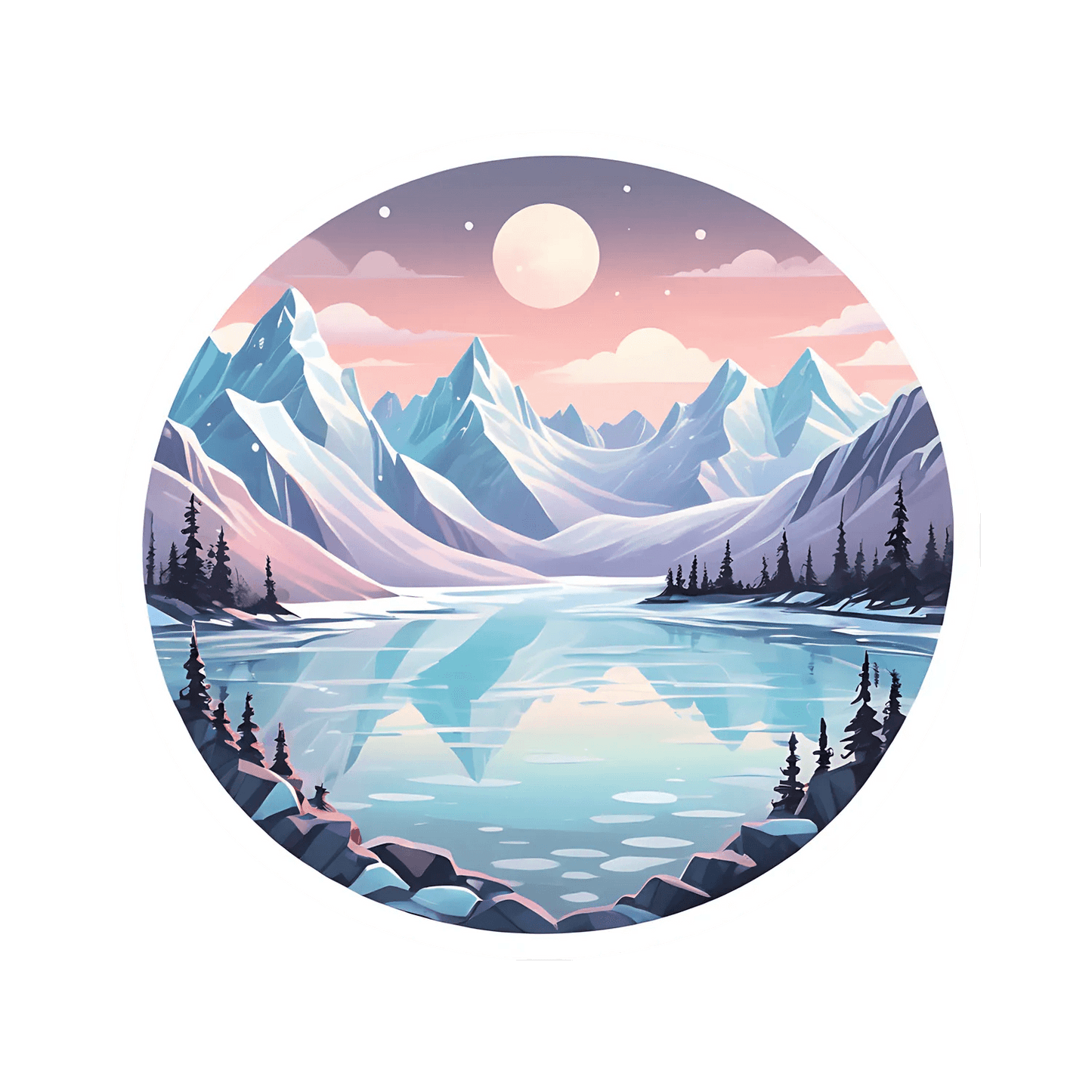 Mountain Moonlight - UV DTF Sticker - Heat Press Transfer