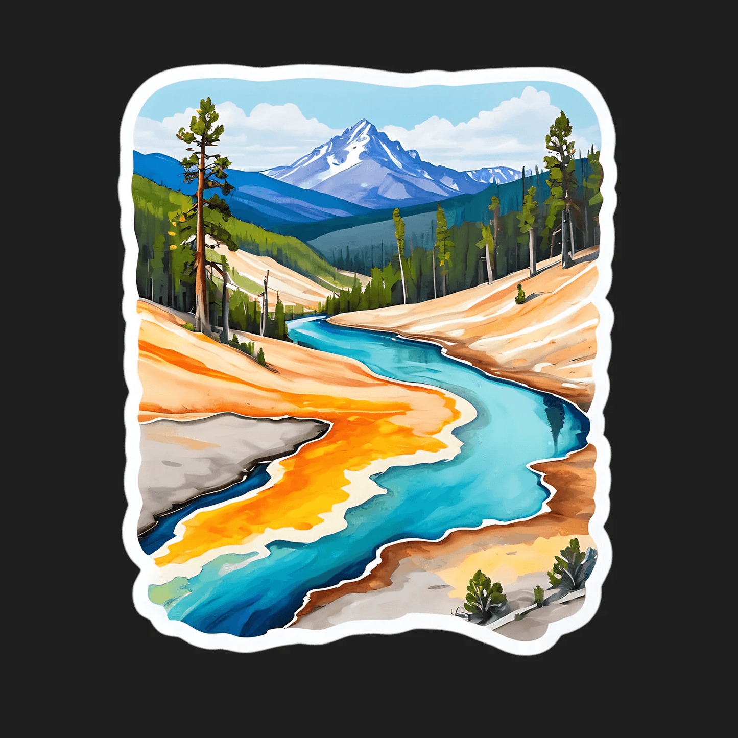 Mountain River Landscape - Sticker - Heat Press Transfer