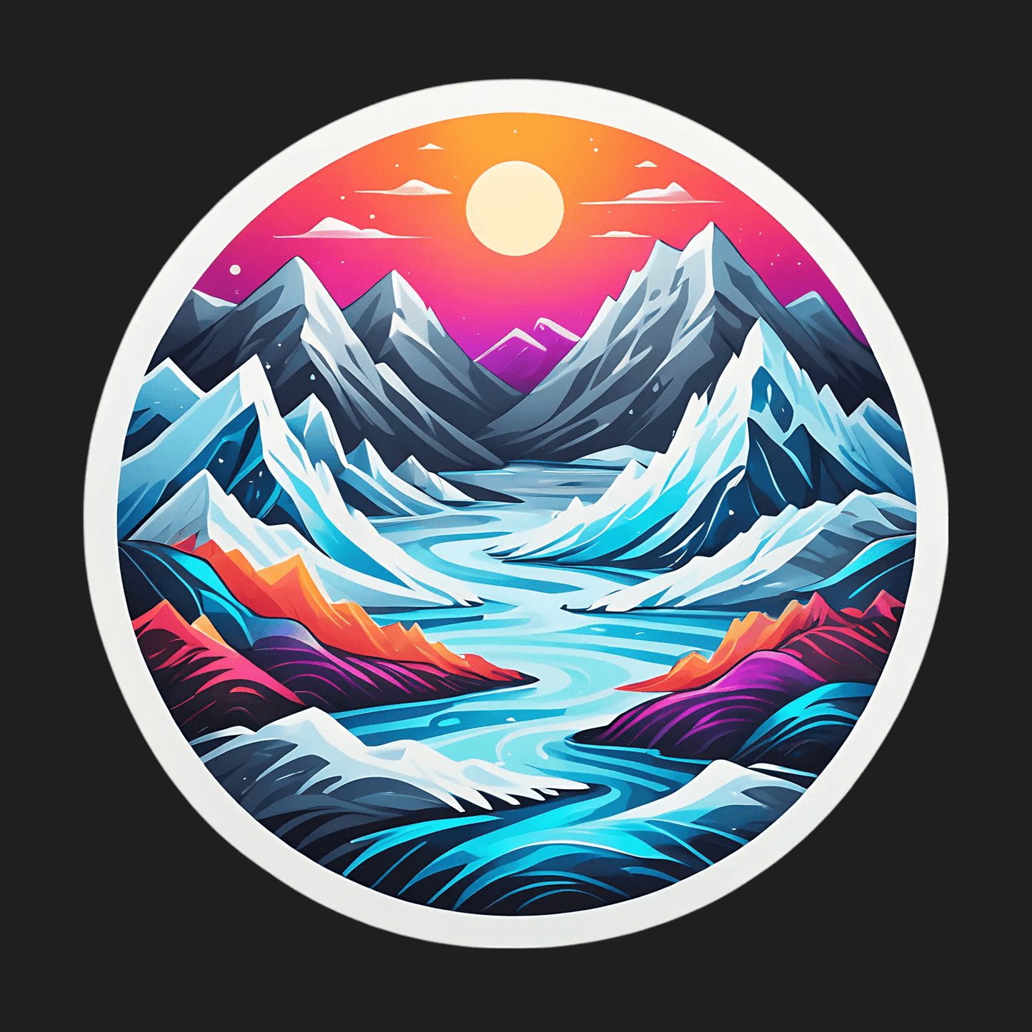Mountain River Sunset - Sticker - Heat Press Transfer