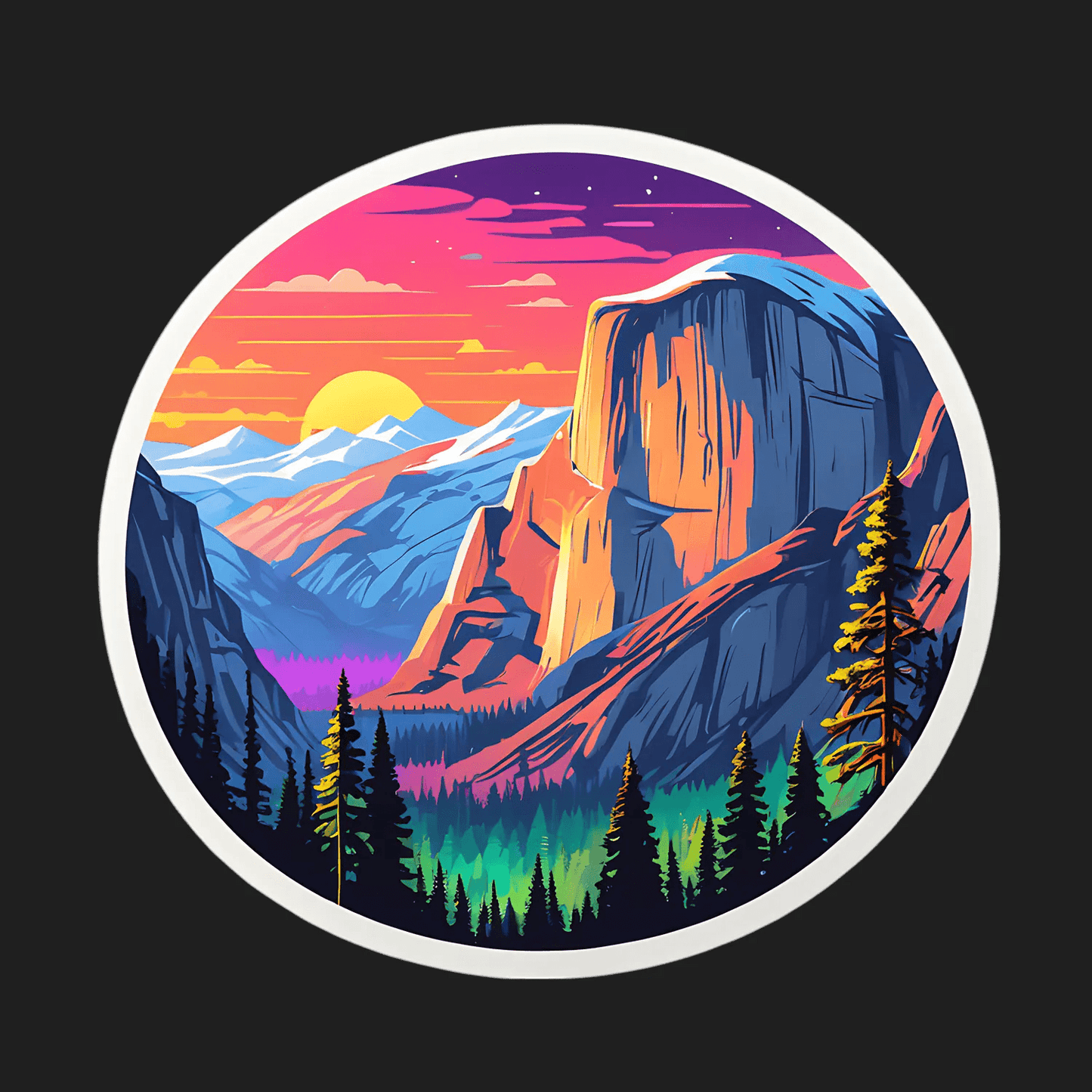 Mountain Sunset - Vibrant Nature Sticker - Heat Press Transfer