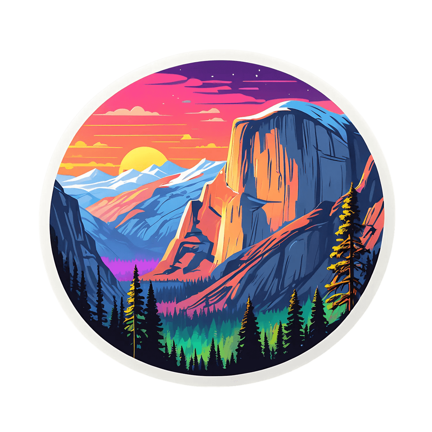 Mountain Sunset - Vibrant Nature Sticker - Heat Press Transfer