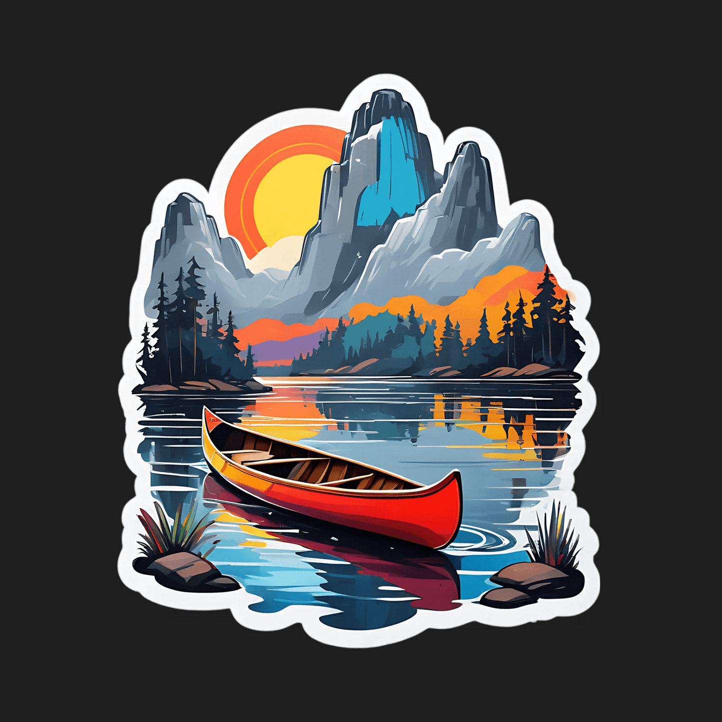 Mountain Sunset Canoe - Sticker - Heat Press Transfer