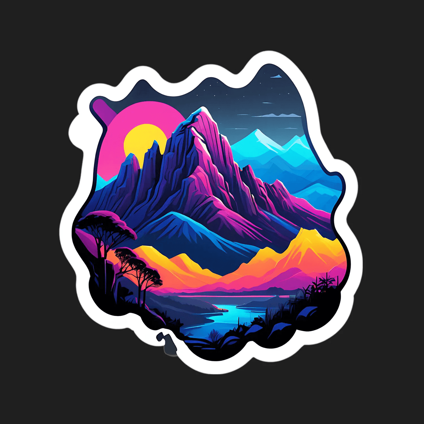 Mountain Sunset Sticker - Vibrant UV Art - Heat Press Transfer
