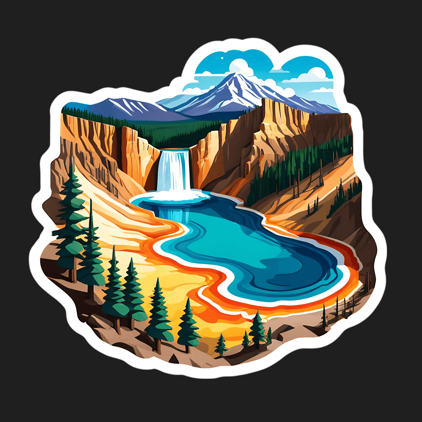 Mountain Waterfall Sticker - Vibrant Nature Scene - Heat Press Transfer