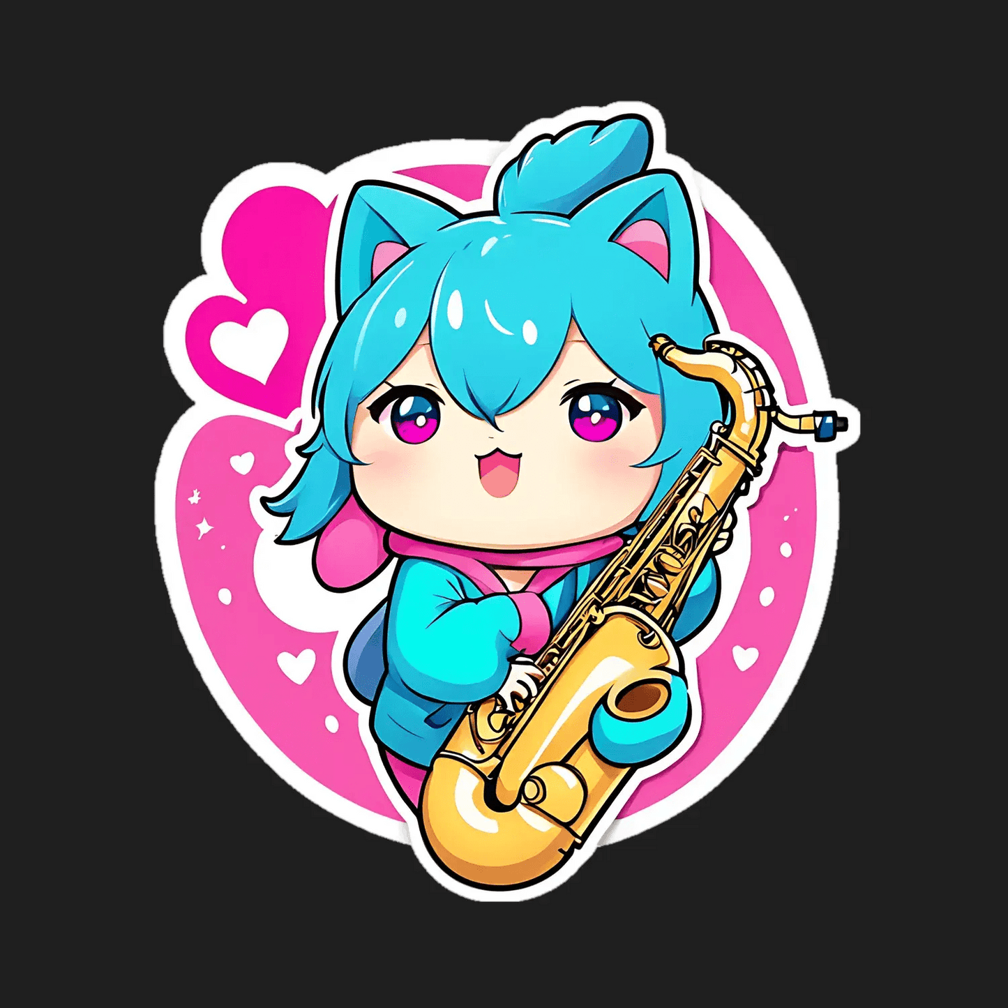Music Heart Saxophone - Sticker - Heat Press Transfer