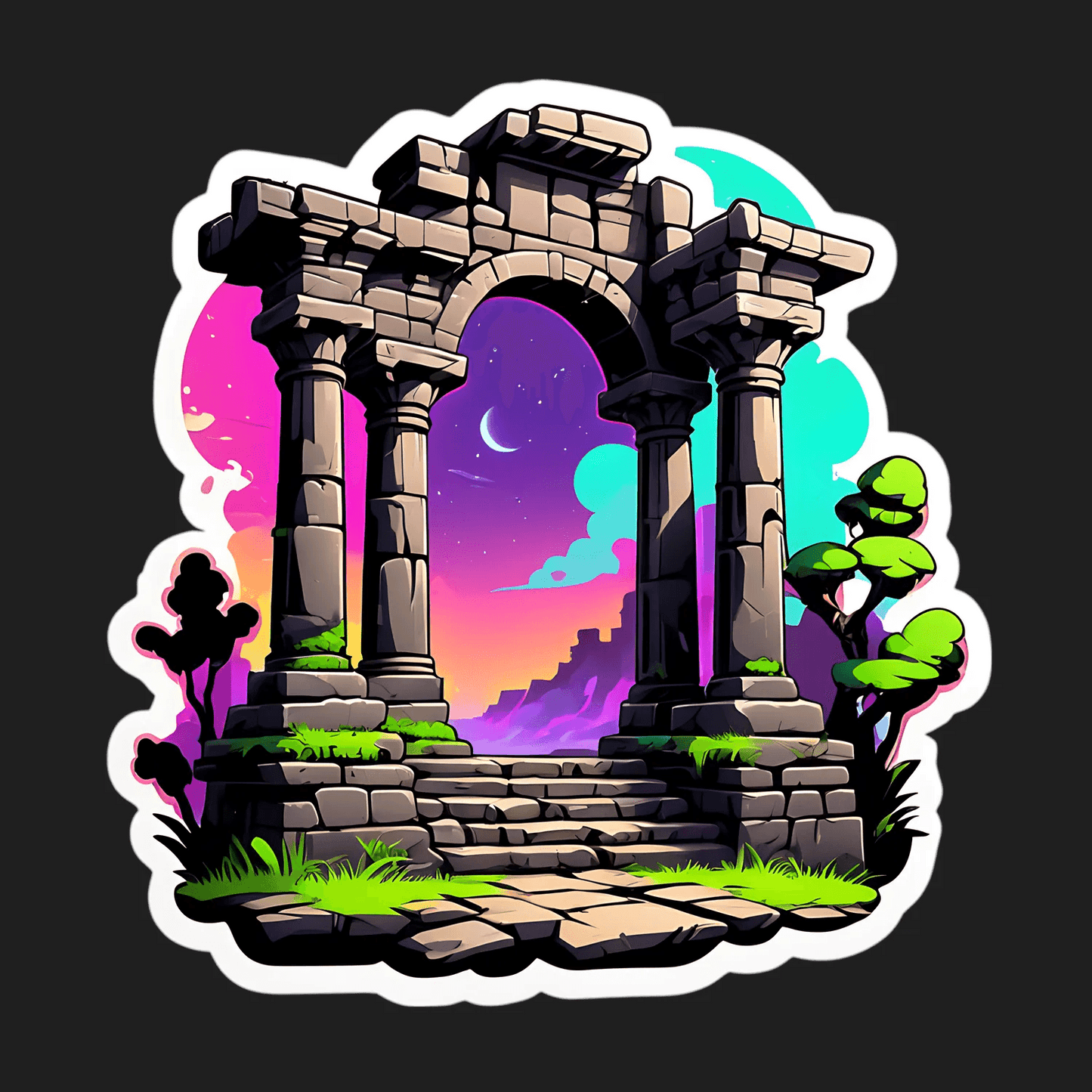 Mystical Ruins Sticker - Magical Night Design - Heat Press Transfer