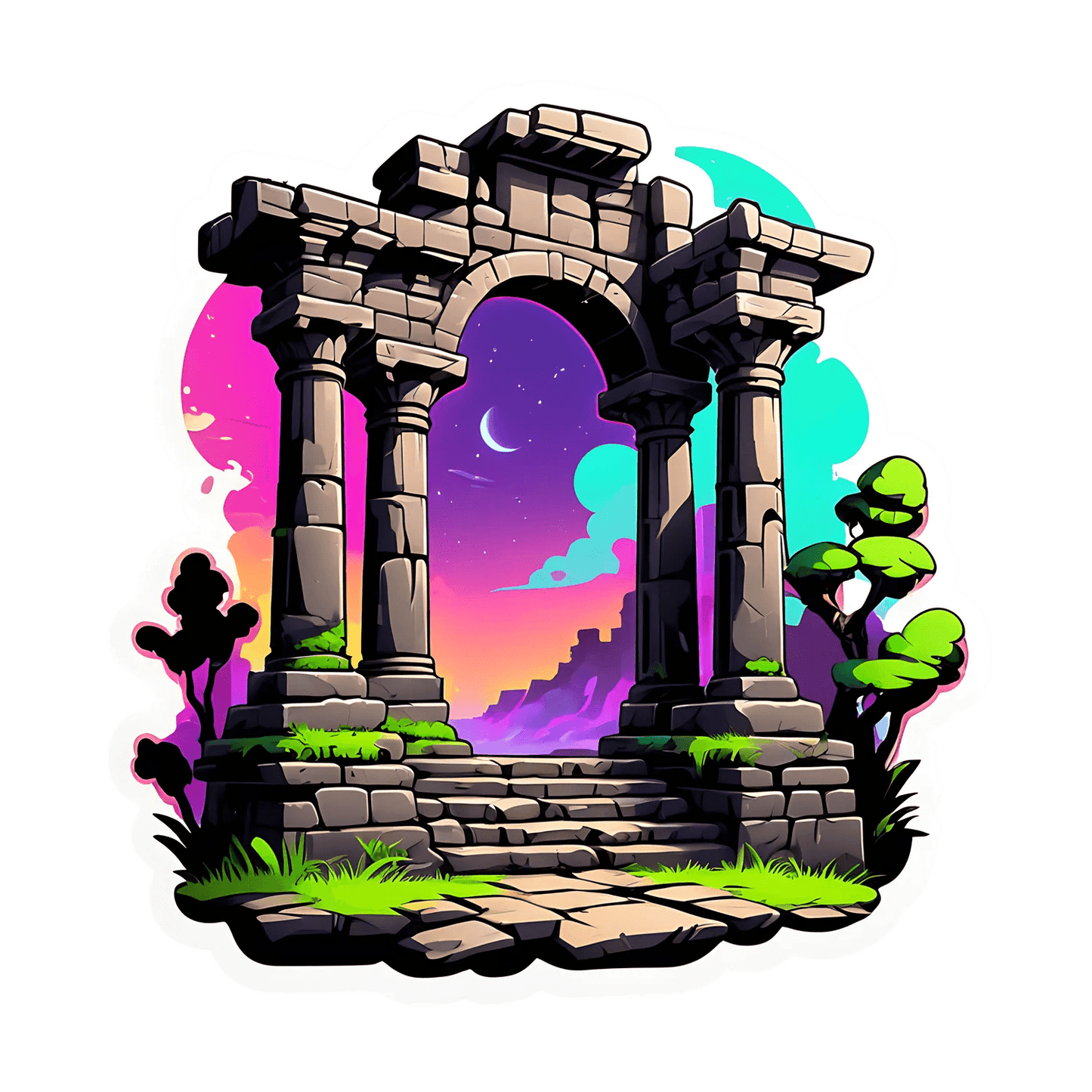 Mystical Ruins Sticker - Magical Night Design - Heat Press Transfer