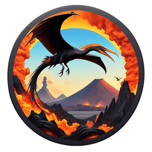 Mythical Firebird - Lava Circle Sticker - Heat Press Transfer