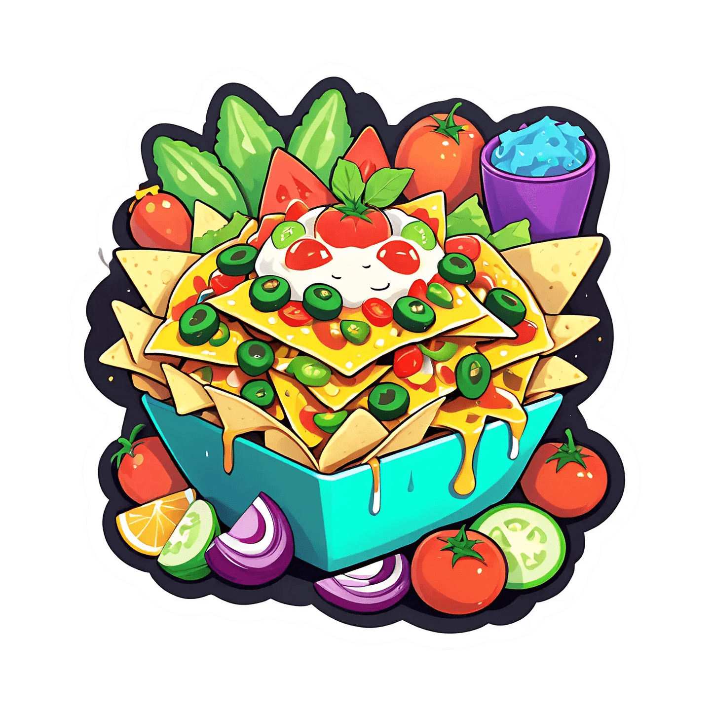 Nacho Delight Sticker - Colorful Food UV DTF - Heat Press Transfer