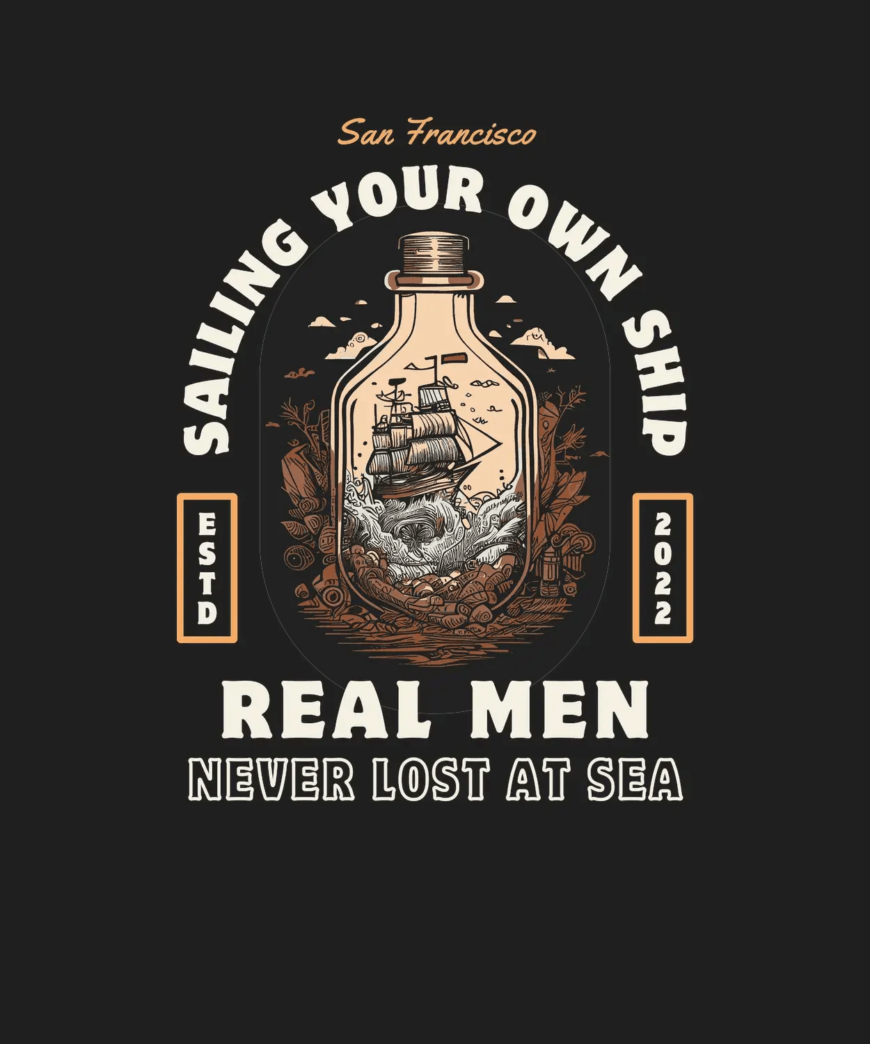 Nautical Ship Bottle - DTF Ready to Press - Heat Press Transfer