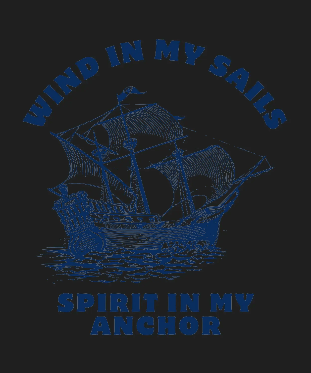Nautical Ship Design - DTF Ready to Press (black_bg)