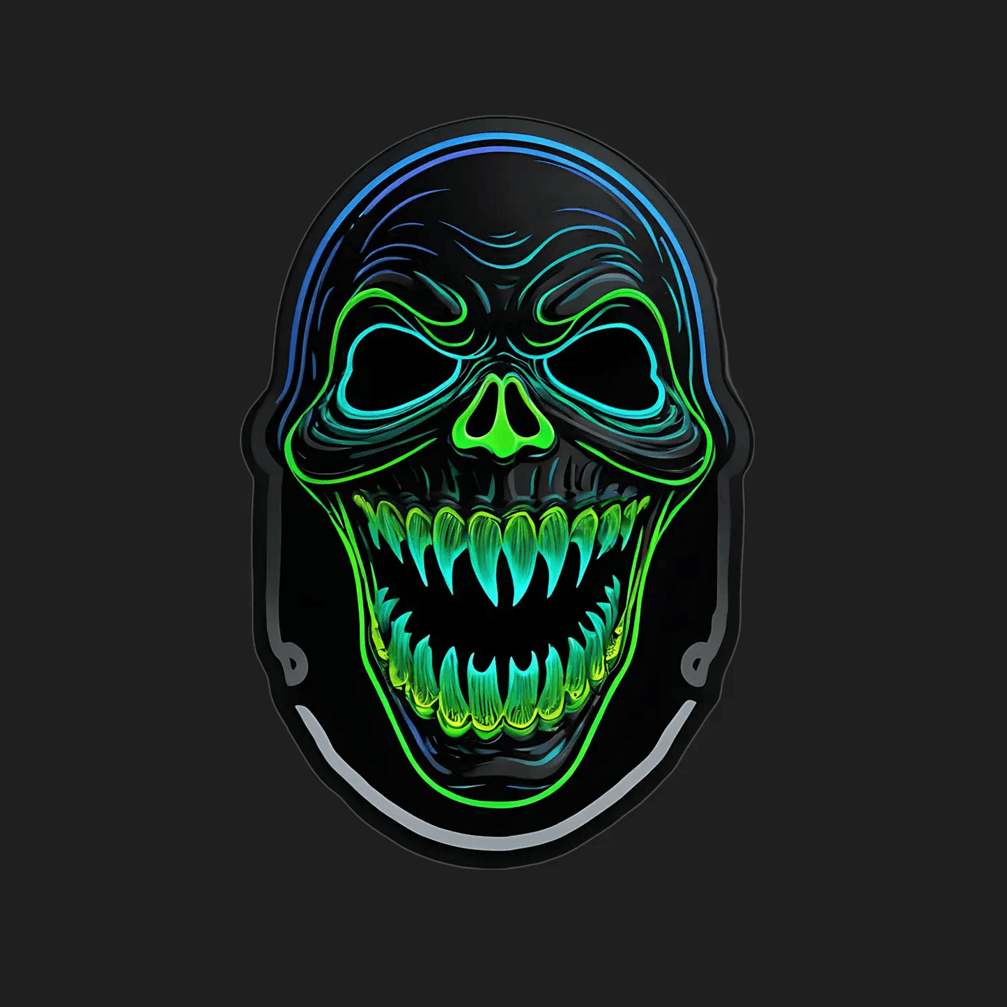 Neon Skull Glow - Sticker - Heat Press Transfer