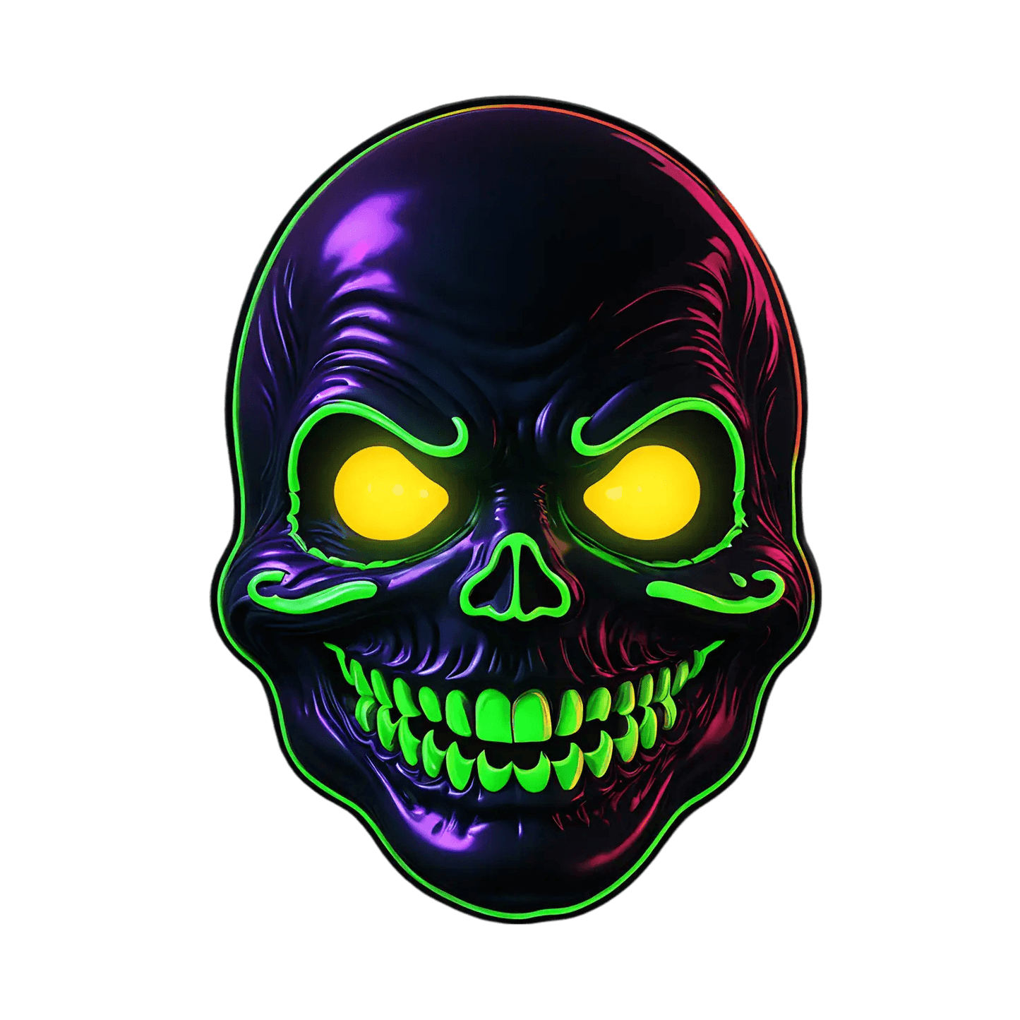Neon Skull Glow - Sticker - Heat Press Transfer