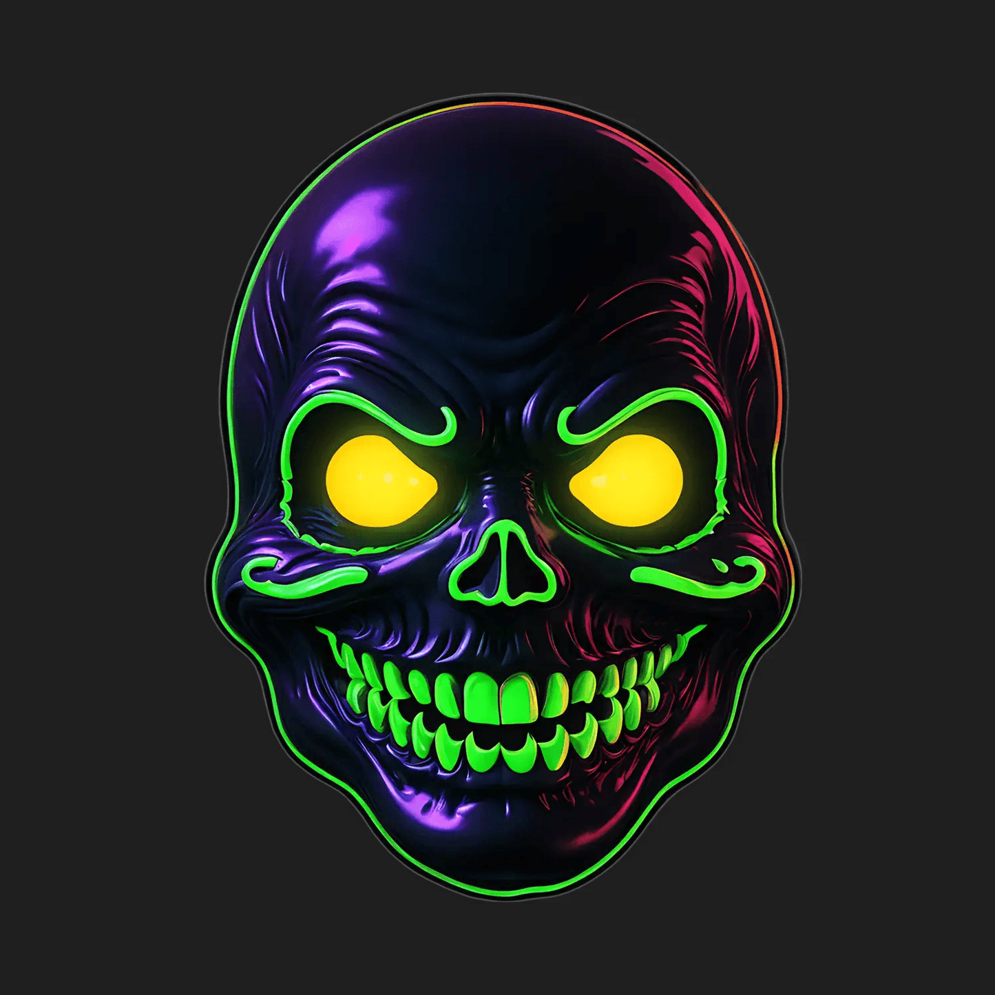Neon Skull Glow - Sticker - Heat Press Transfer