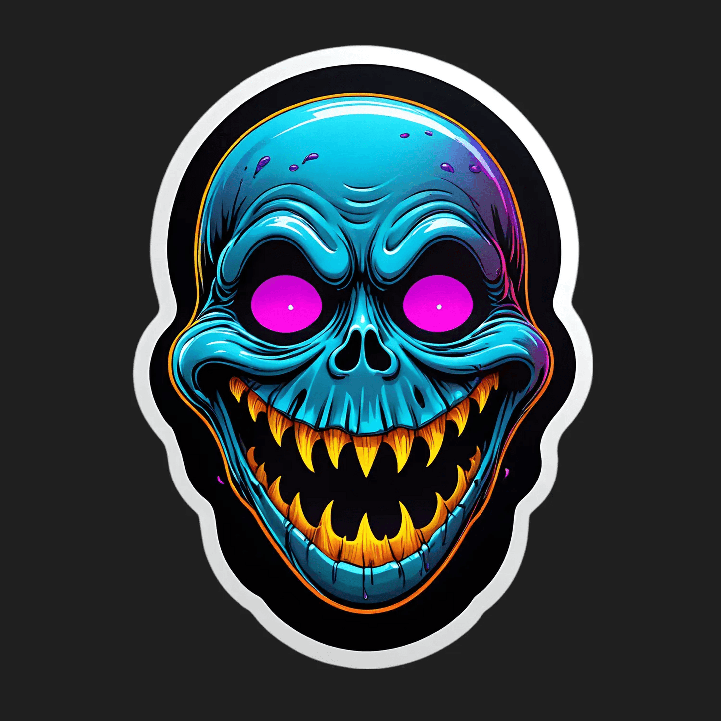 Neon Skull - Sticker - Heat Press Transfer