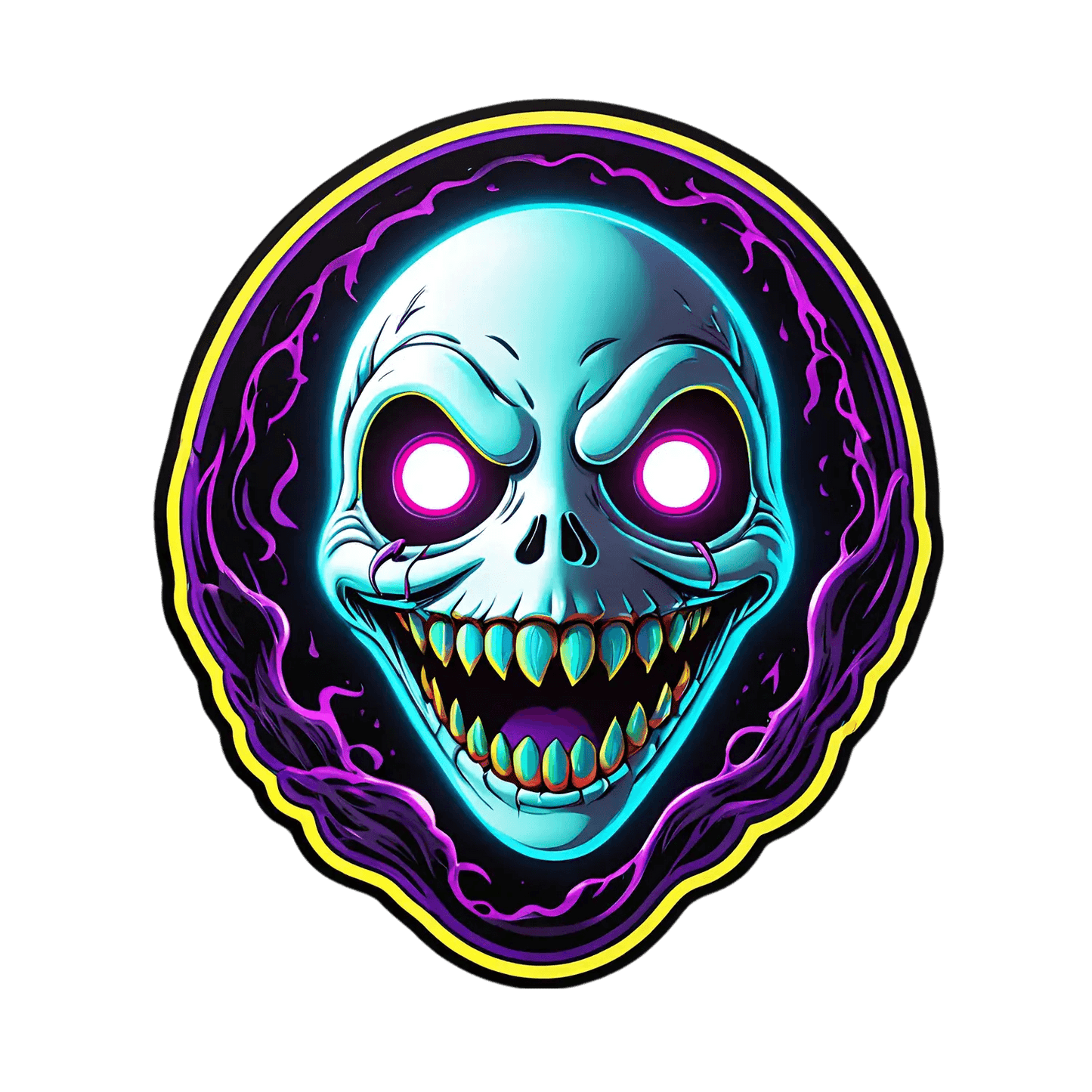 Neon Skull Sticker - UV DTF - Heat Press Transfer