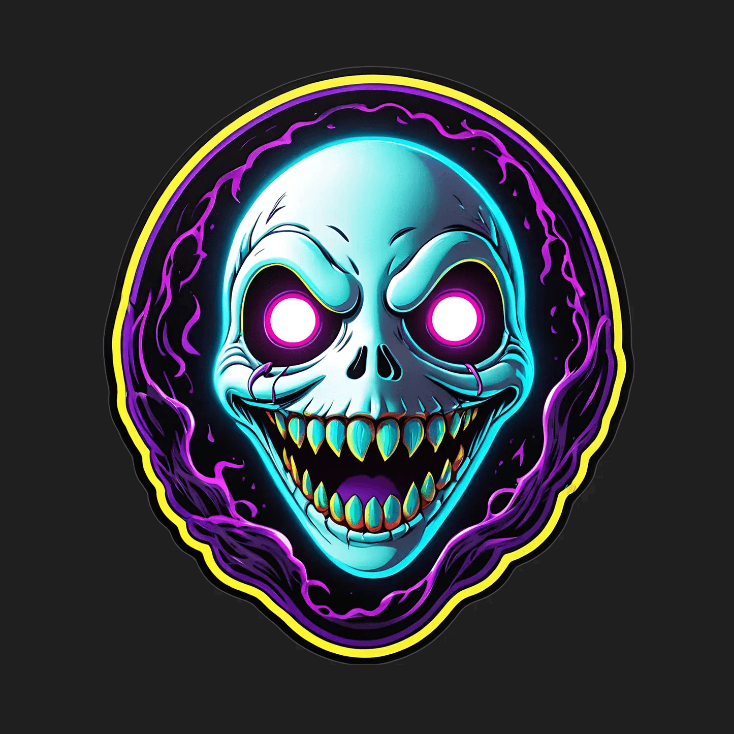Neon Skull Sticker - UV DTF - Heat Press Transfer
