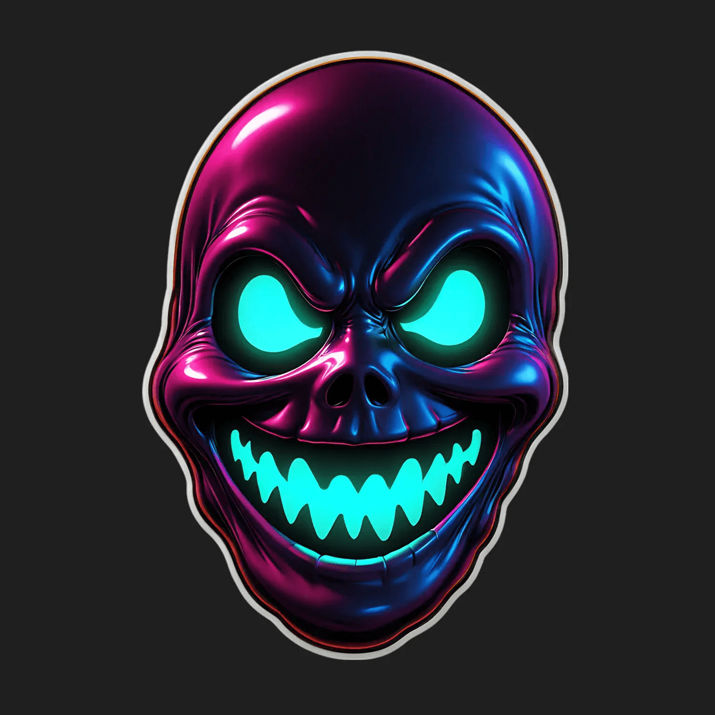 Neon Skull Sticker - UV DTF Shimmer - Heat Press Transfer