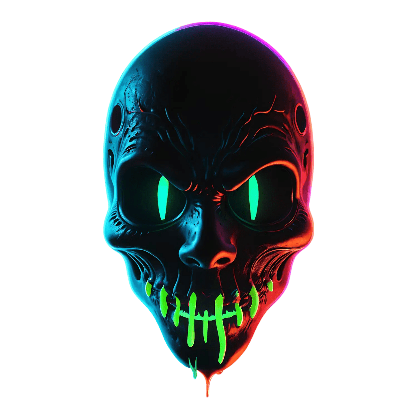 Neon Skull - UV Sticker - Heat Press Transfer