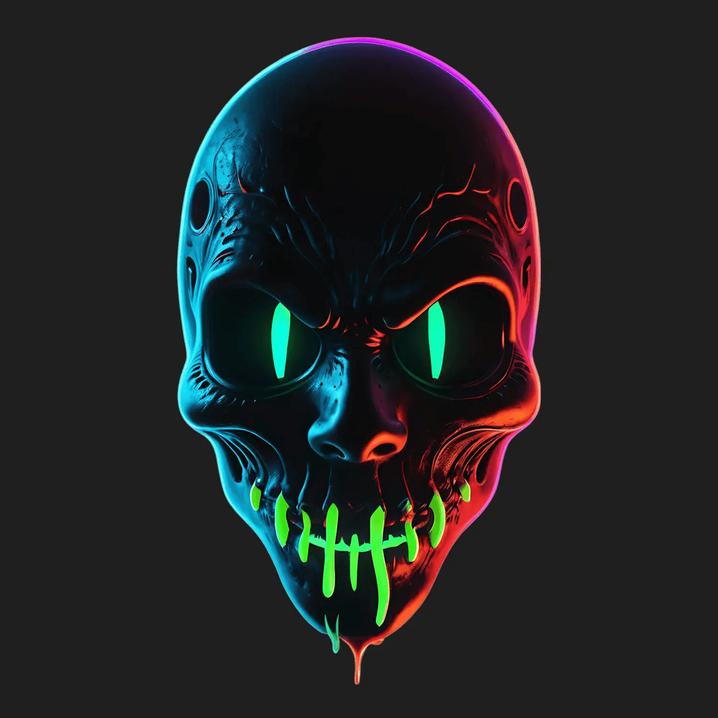 Neon Skull - UV Sticker - Heat Press Transfer