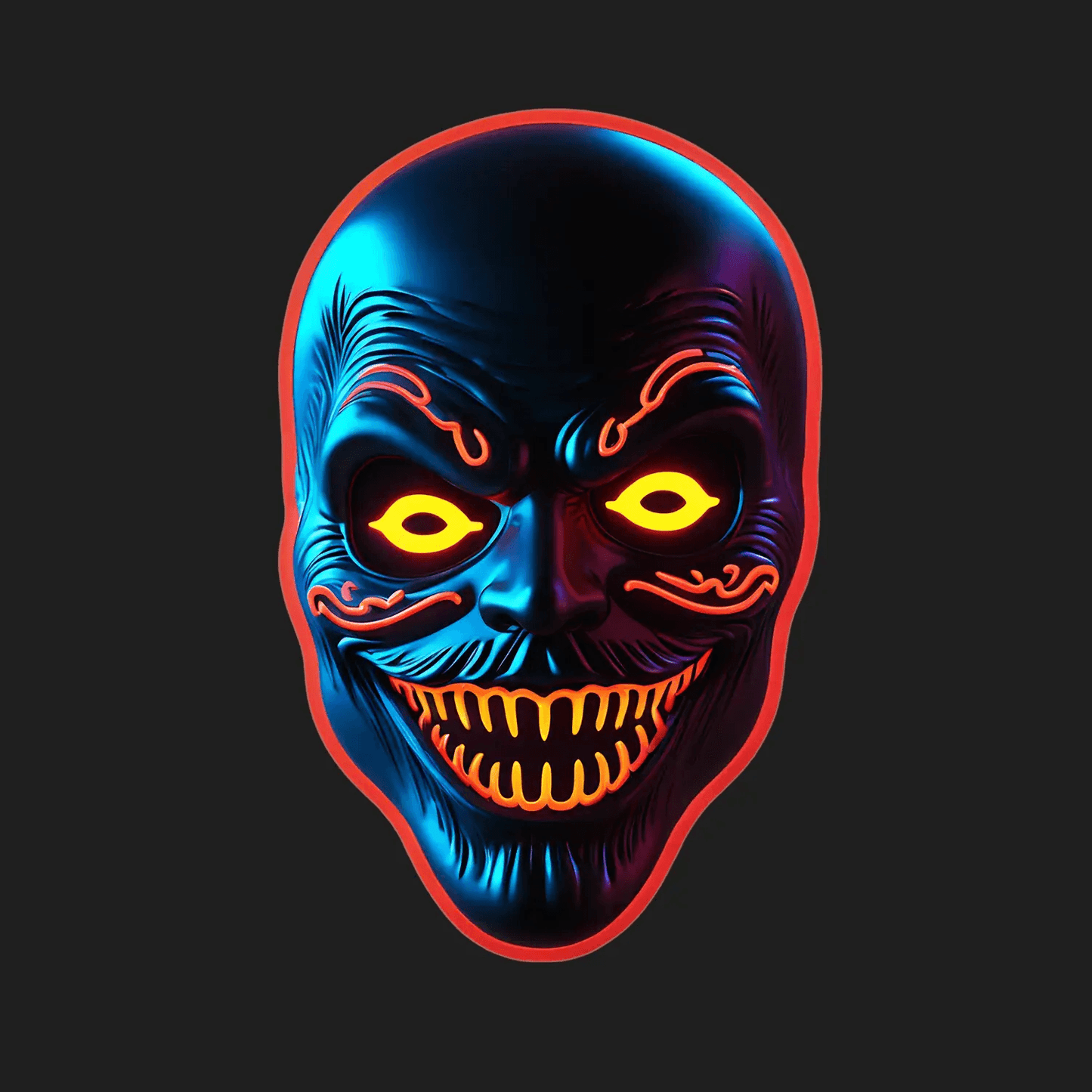 Neon Skull UV Sticker - Vibrant Halloween Decor - Heat Press Transfer
