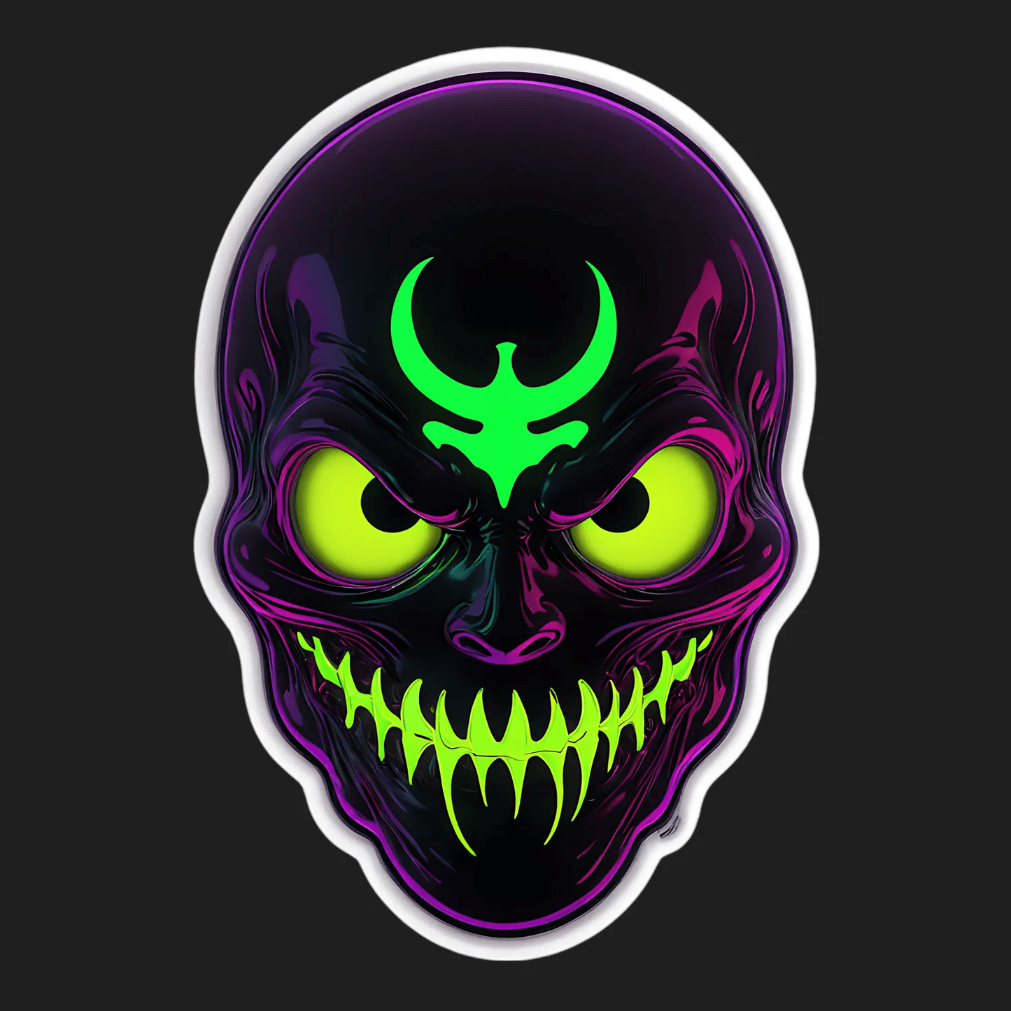 Neon Green Skull - UV DTF Sticker - Heat Press Transfer