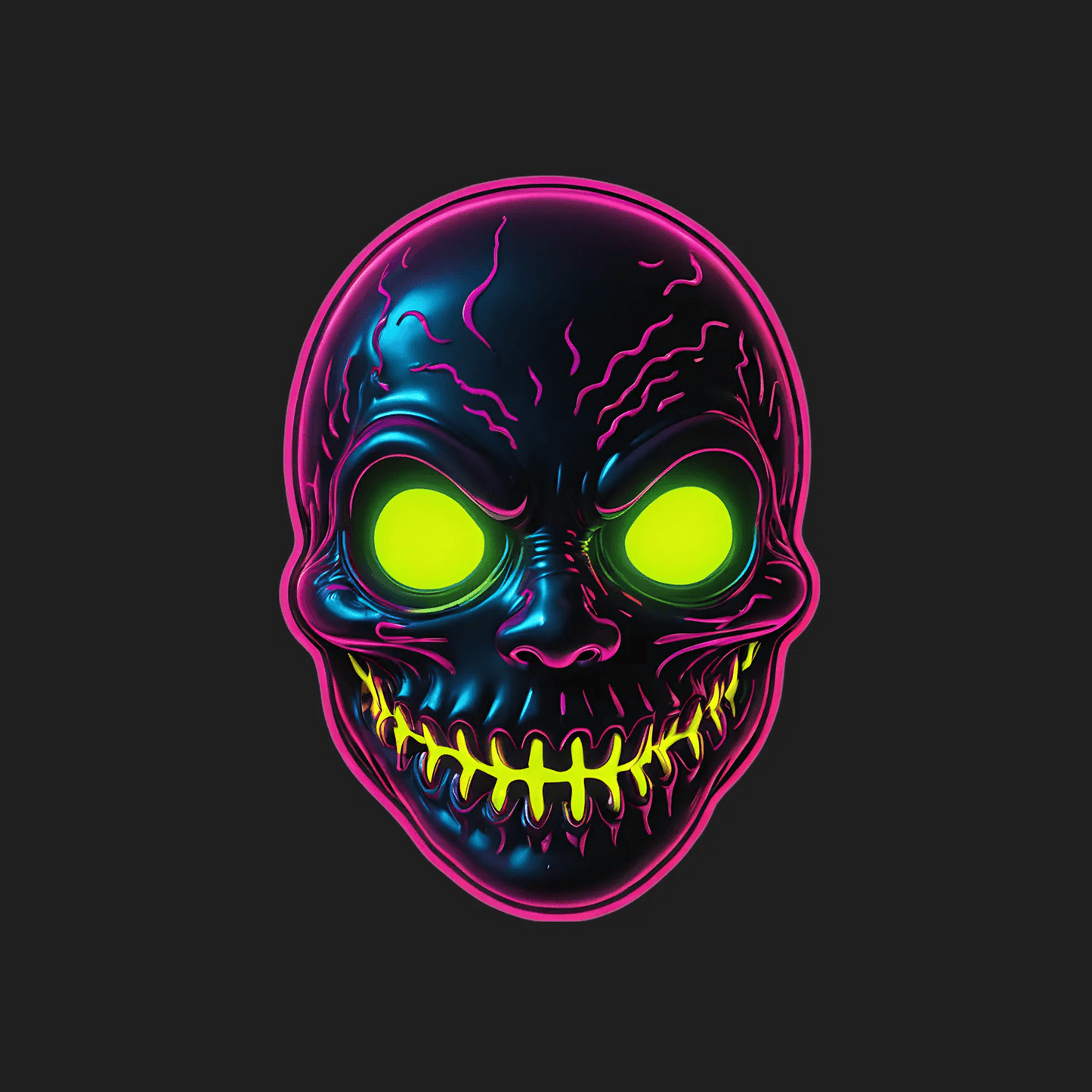 Neon Skull Glow - Sticker - Heat Press Transfer