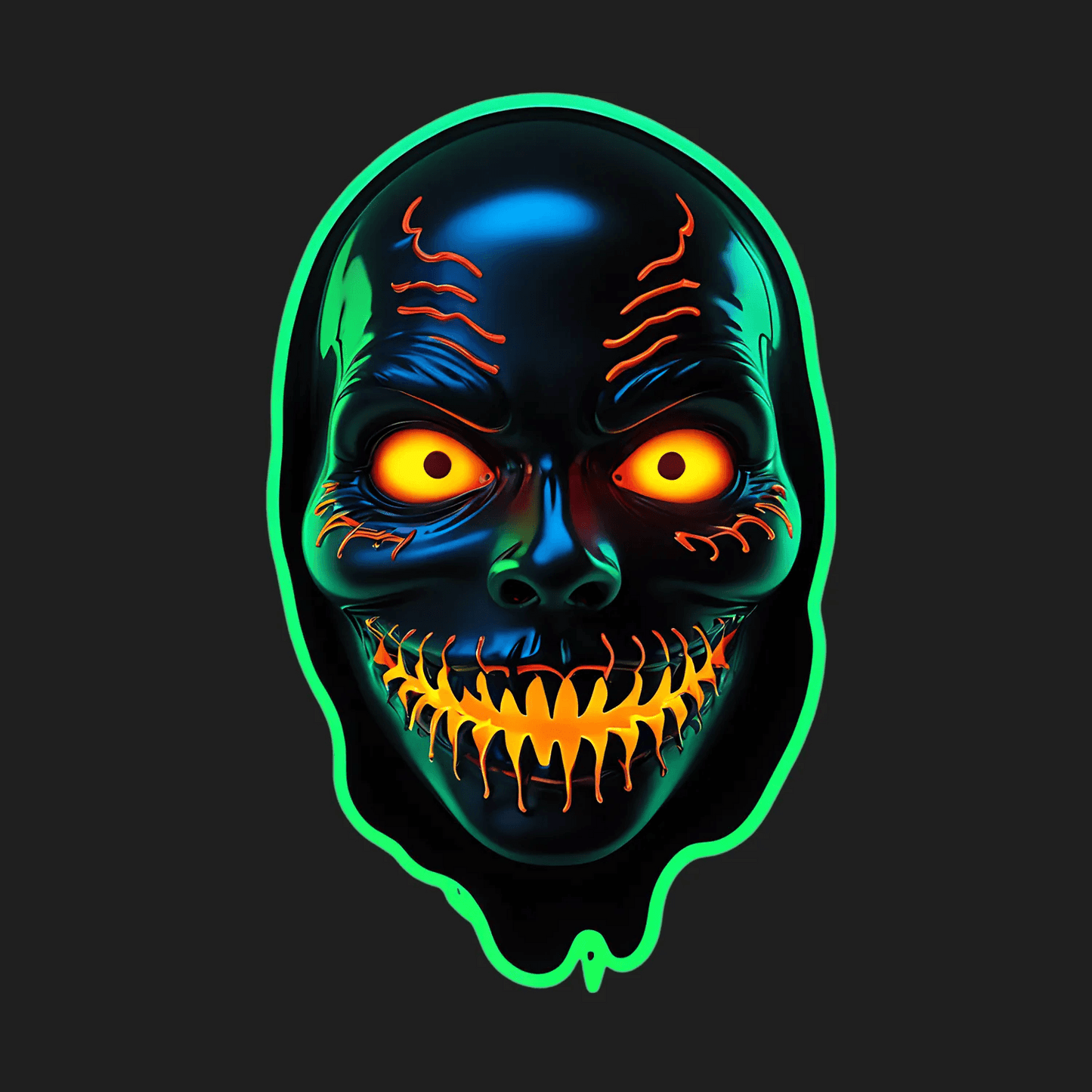 Neon Skull Glow - UV DTF Sticker - Heat Press Transfer