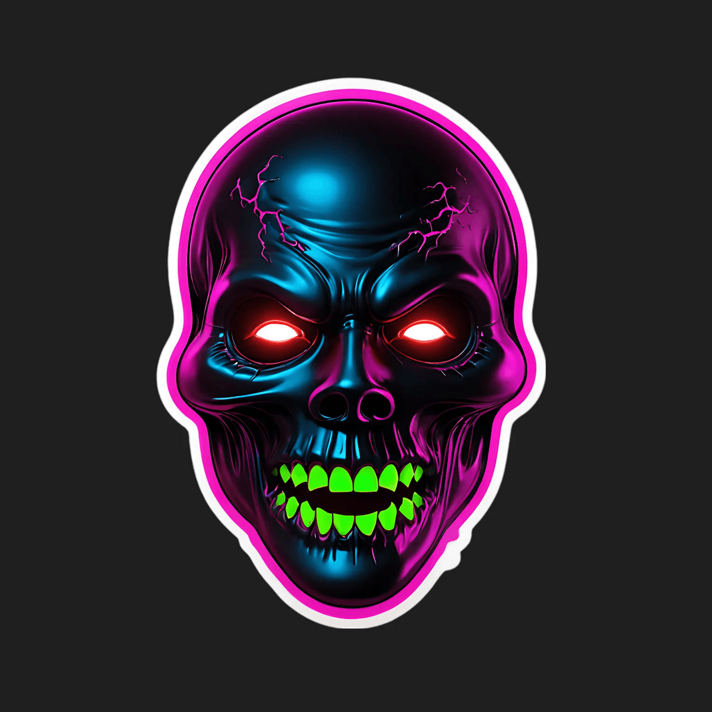 Neon Skull Glow - UV DTF Sticker - Heat Press Transfer