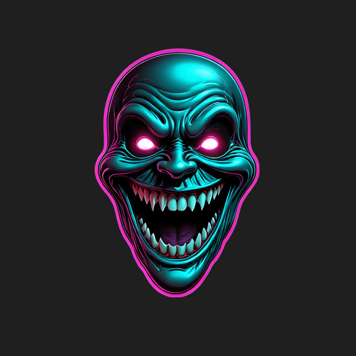 Neon Skull Sticker - UV DTF Design - Heat Press Transfer