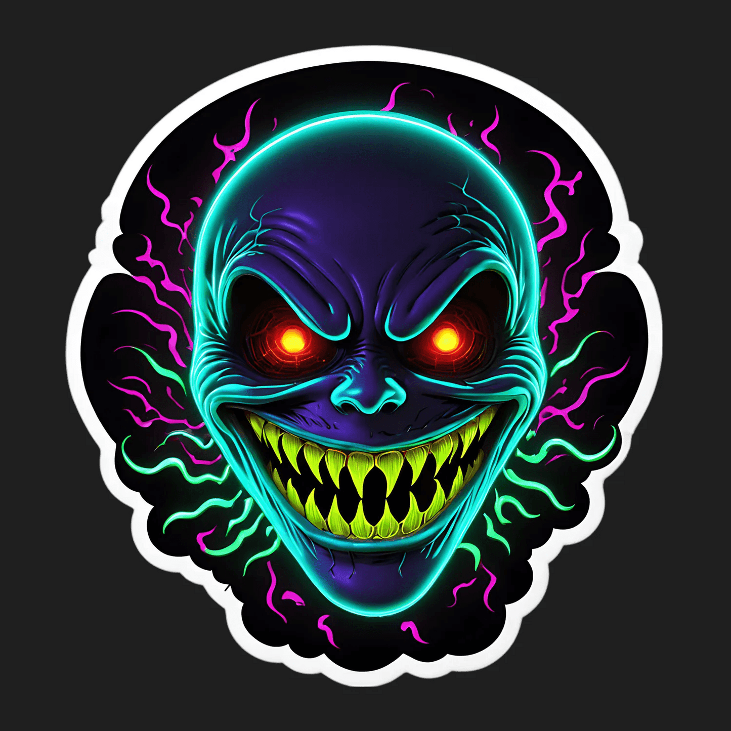 Neon Skull Sticker - UV DTF Glow Effect - Heat Press Transfer