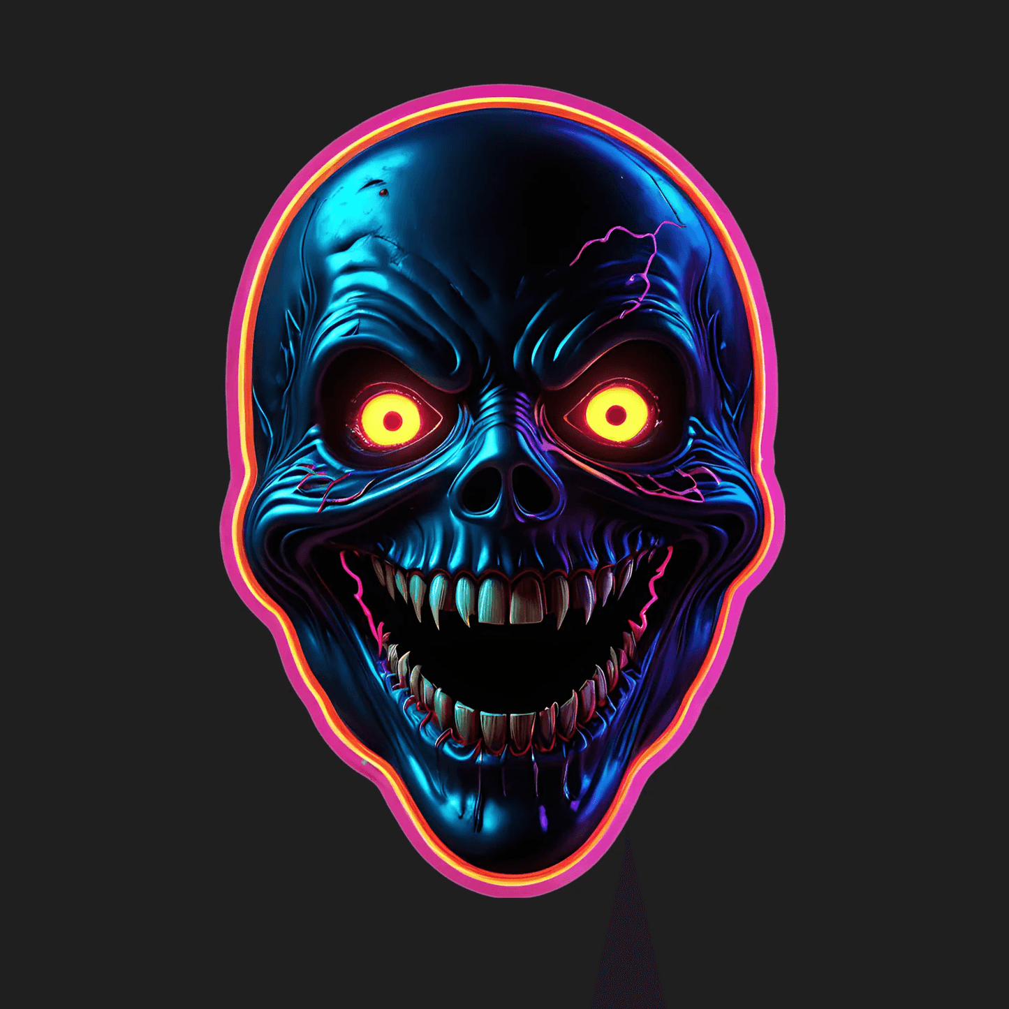 Neon Skull Sticker - UV Reflective - Heat Press Transfer