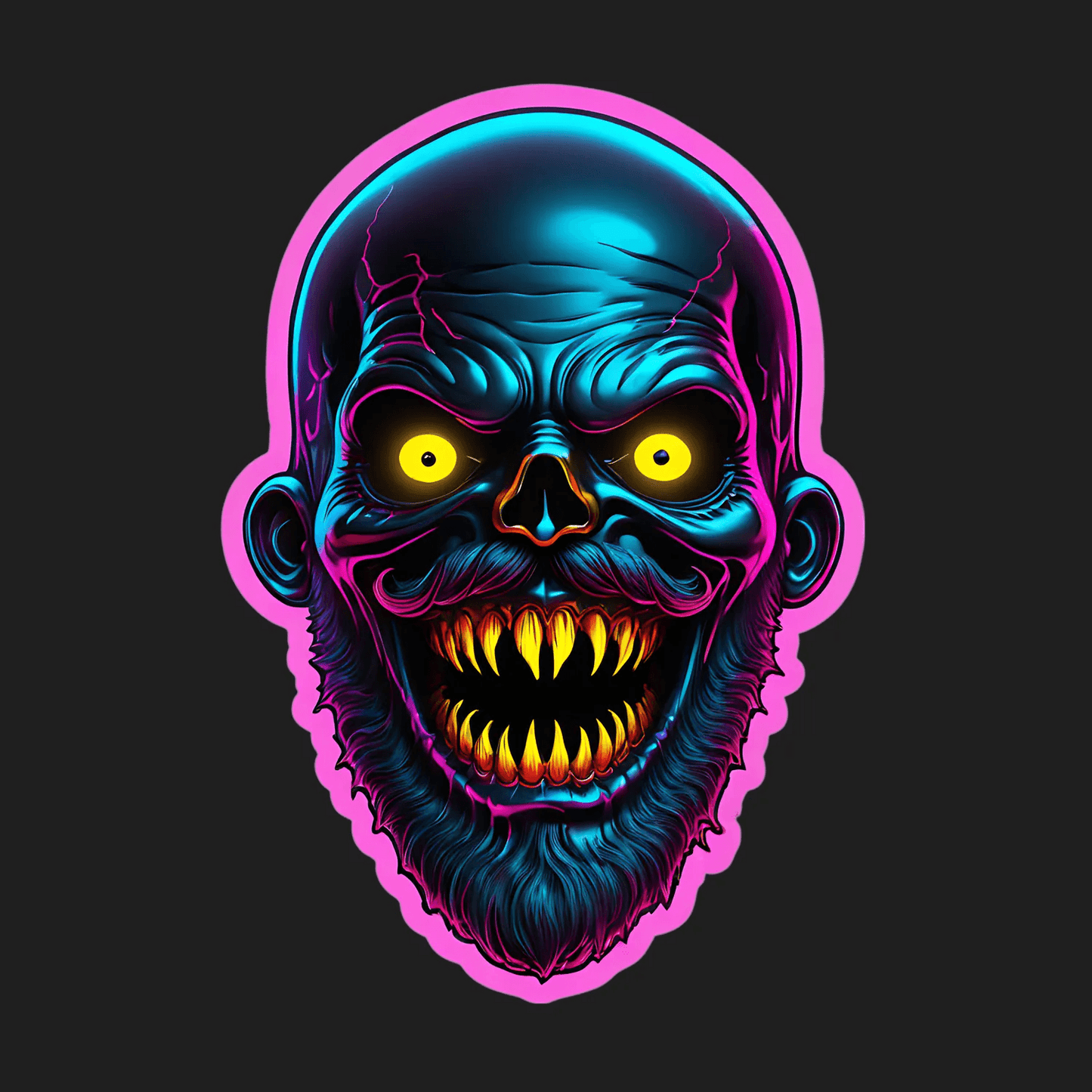 Neon Skull Sticker - Vibrant UV DTF Design - Heat Press Transfer