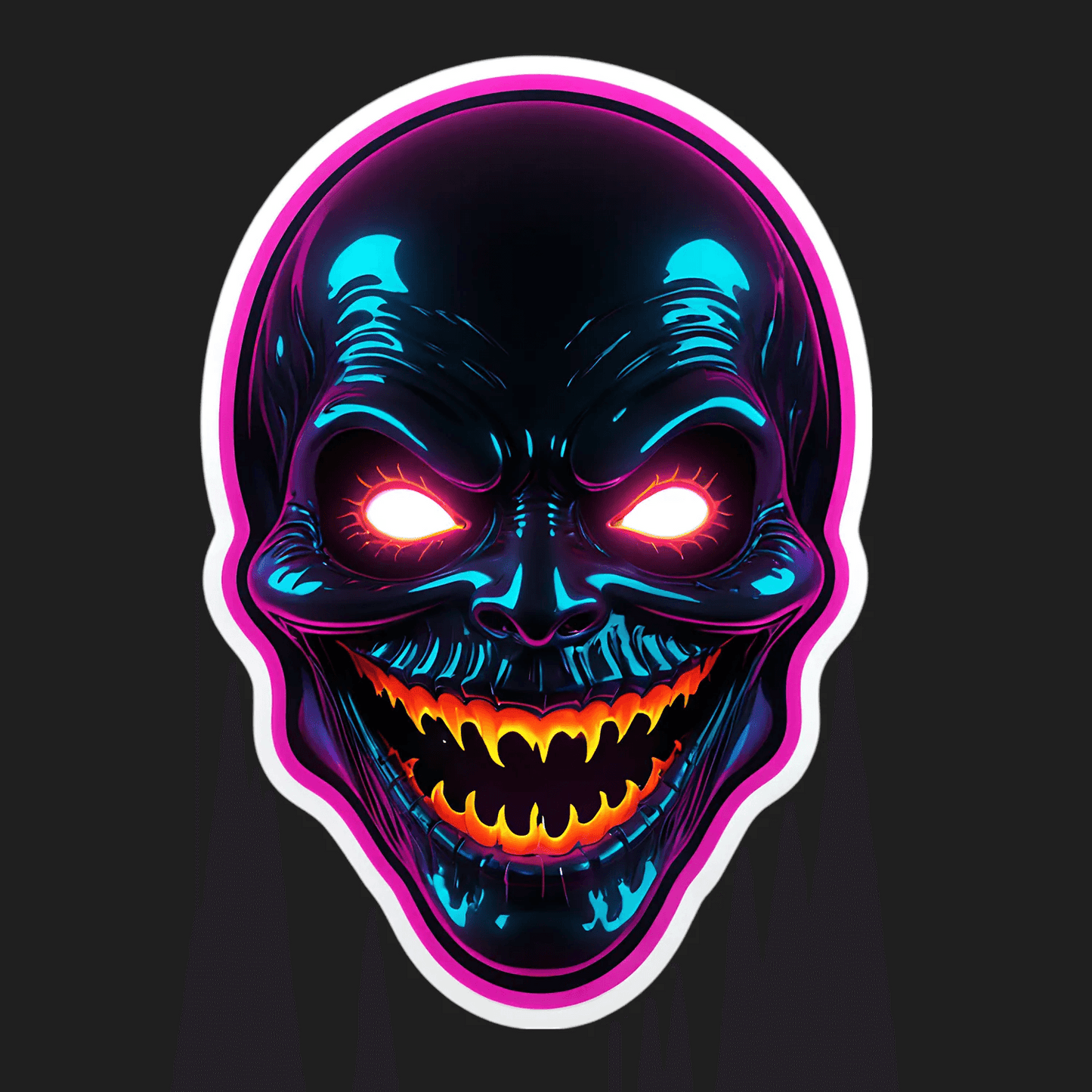 Neon Skull UV Sticker - Vibrant Adhesive Design - Heat Press Transfer