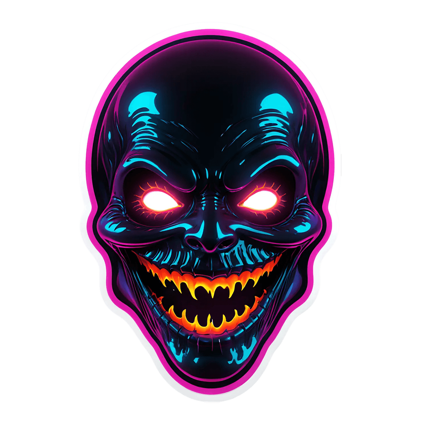 Neon Skull UV Sticker - Vibrant Adhesive Design - Heat Press Transfer