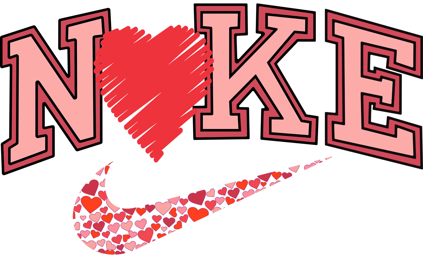 Nike Love Valentine's Day Design - DTF Ready To Press - Heat Press Transfer